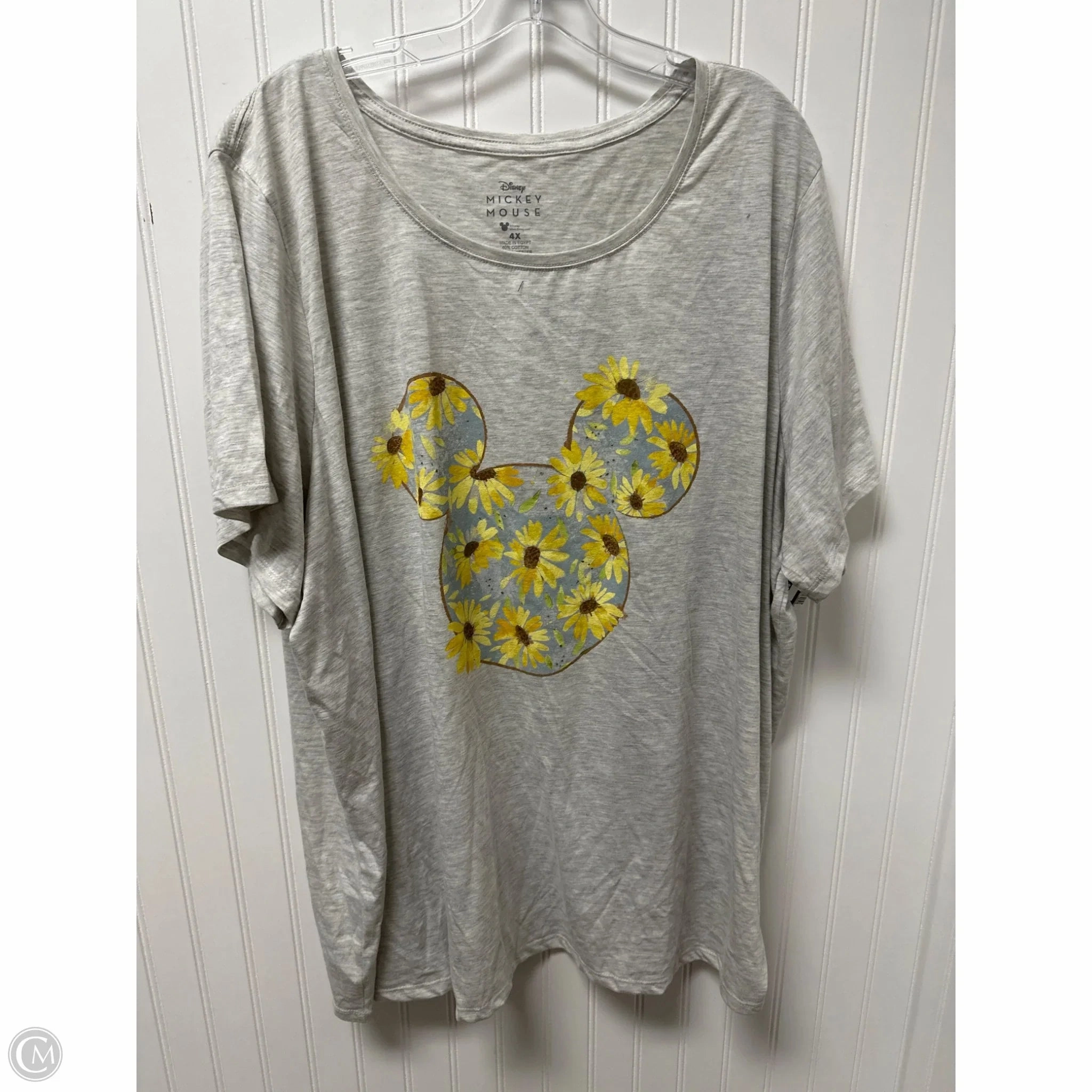 Quick Dry Material Top Short Sleeve Basic By Disney In Grey, Size: 4x
