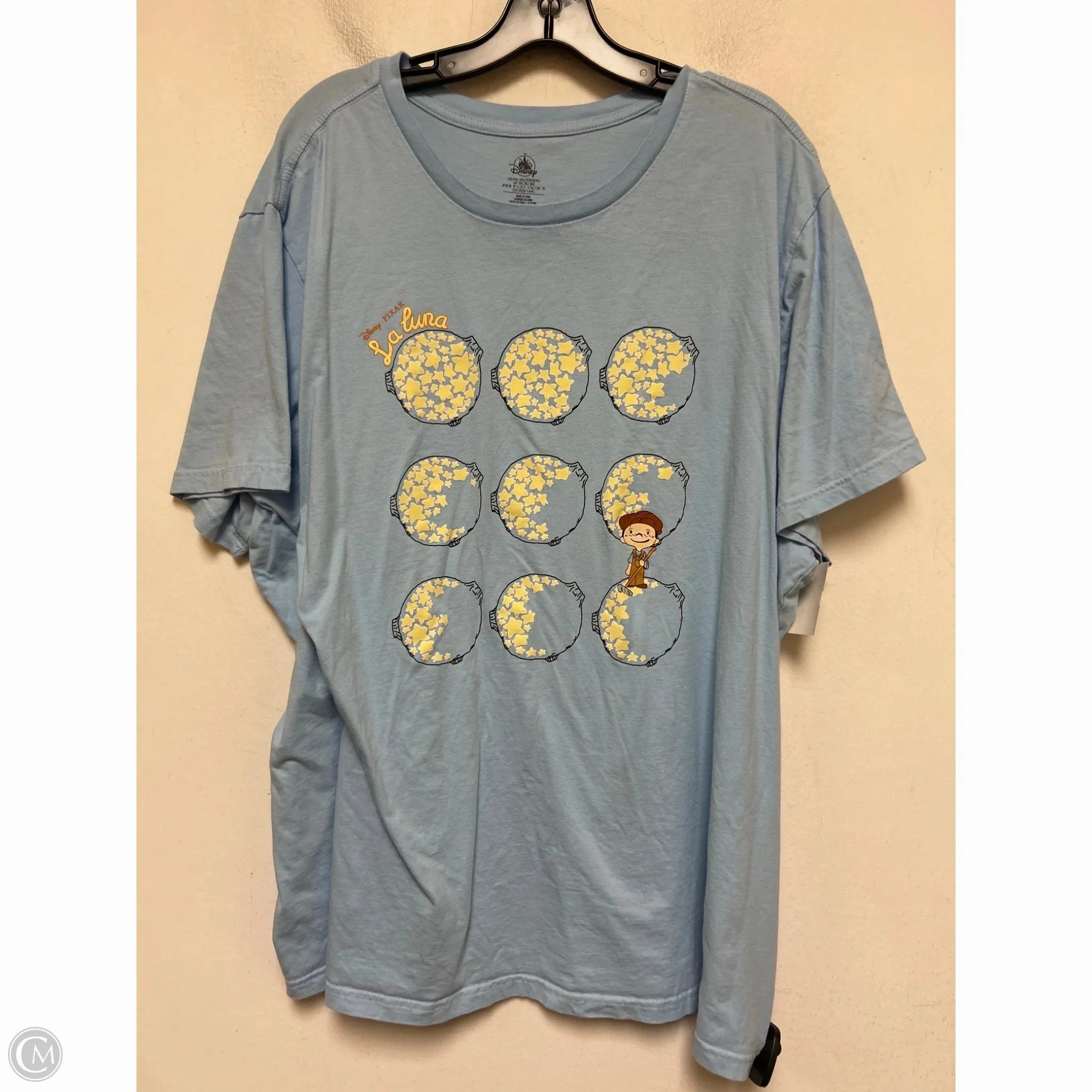 Breathable Stretch LayeredSleeveConstruction Top Short Sleeve Basic By Disney Store In Blue, Size: 3x