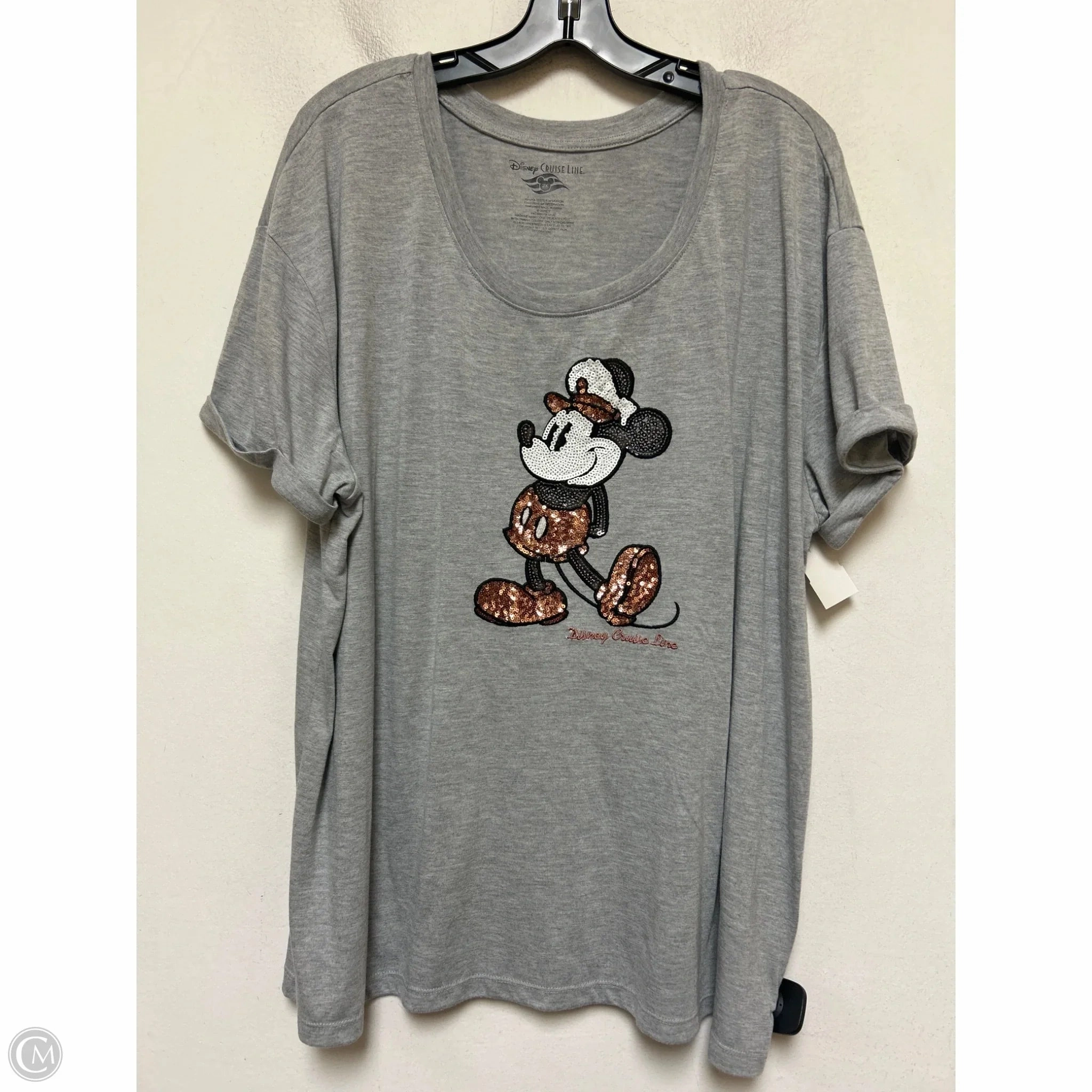 Versatile Outfit Top Short Sleeve Basic By Disney Store In Grey, Size: 2x