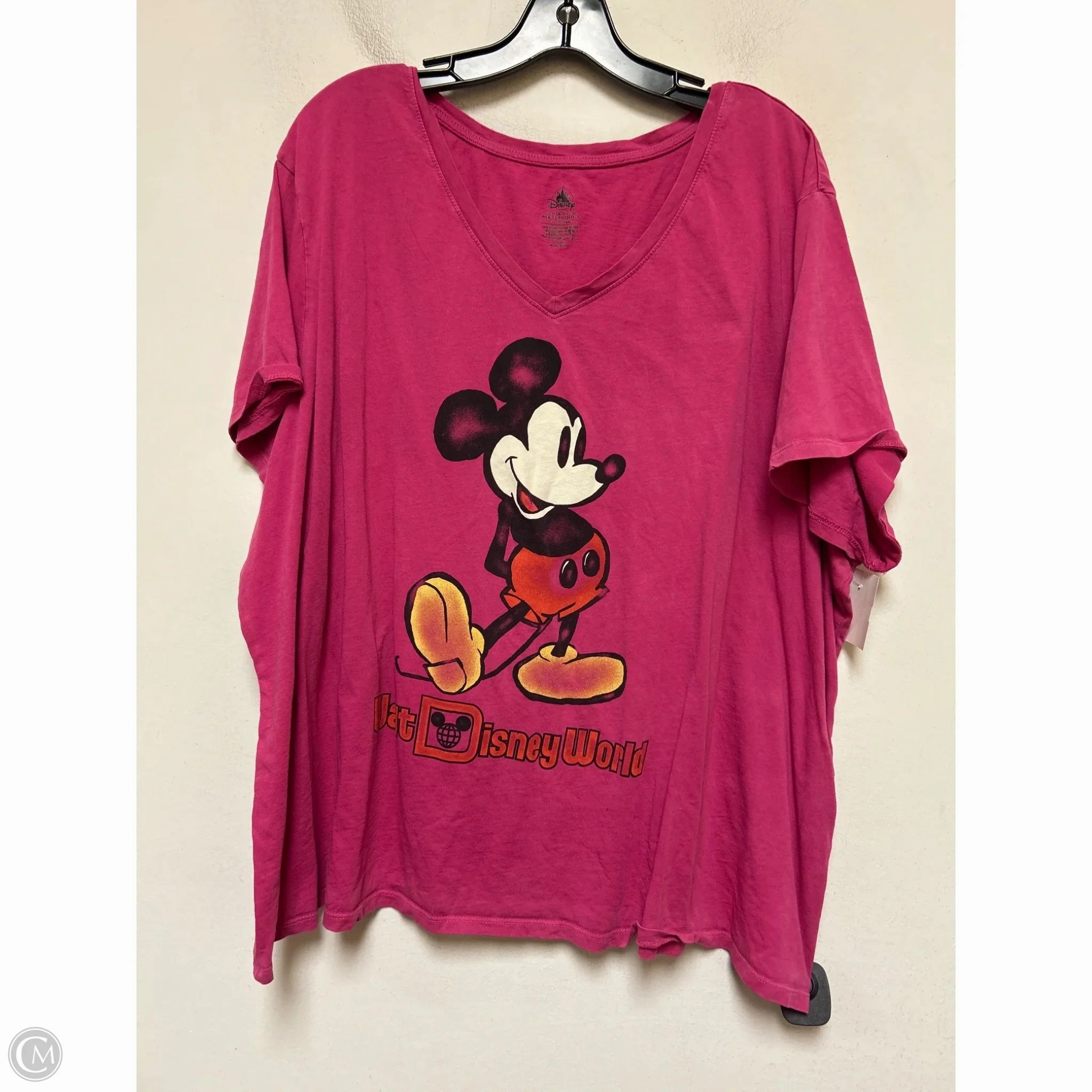 Water Based Ink Print Top Short Sleeve Basic By Disney Store In Pink, Size: 3x