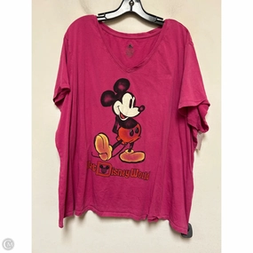 Water Based Ink Print Top Short Sleeve Basic By Disney Store In Pink, Size: 3x