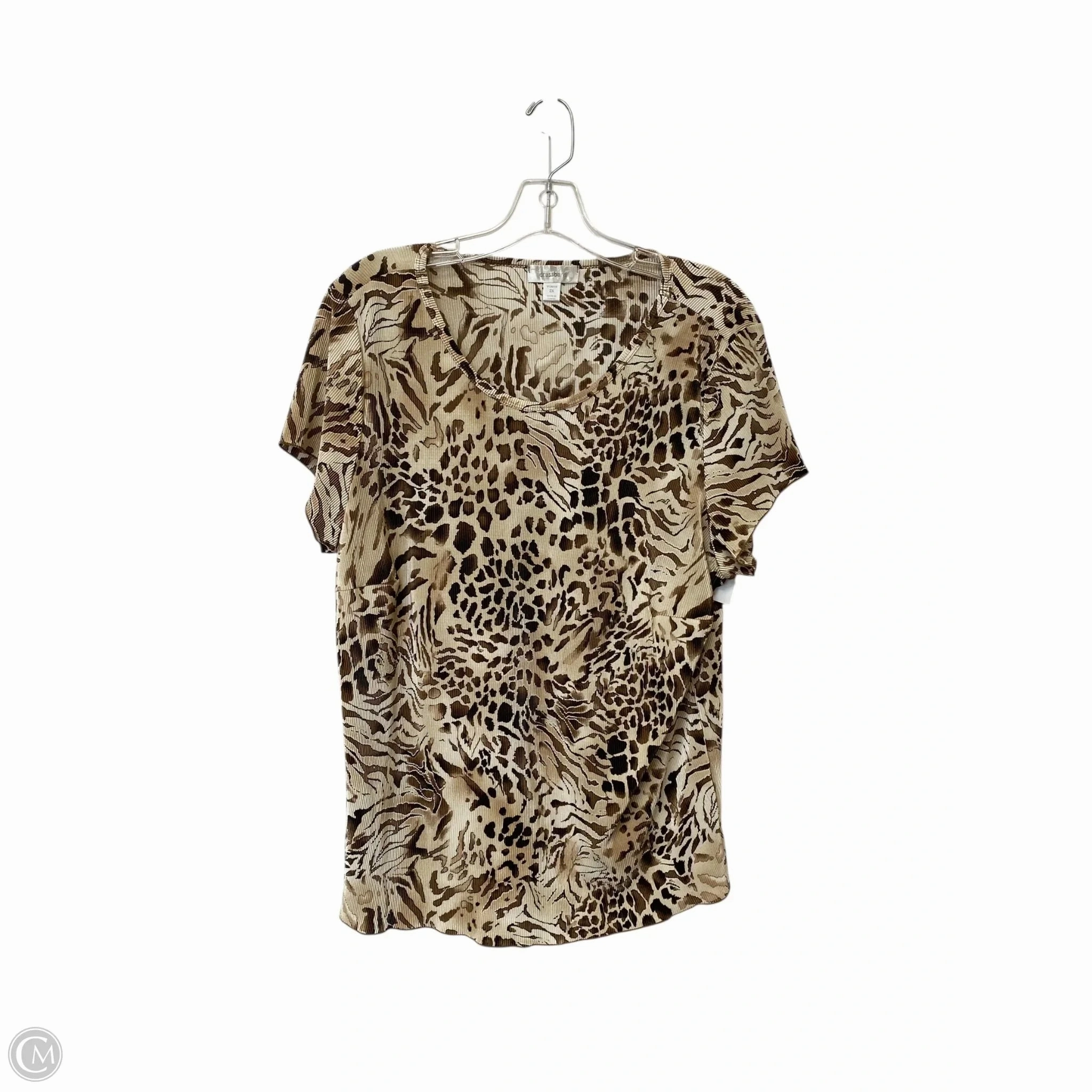 easy to pair Top Short Sleeve Basic By Dressbarn In Animal Print, Size: 2x