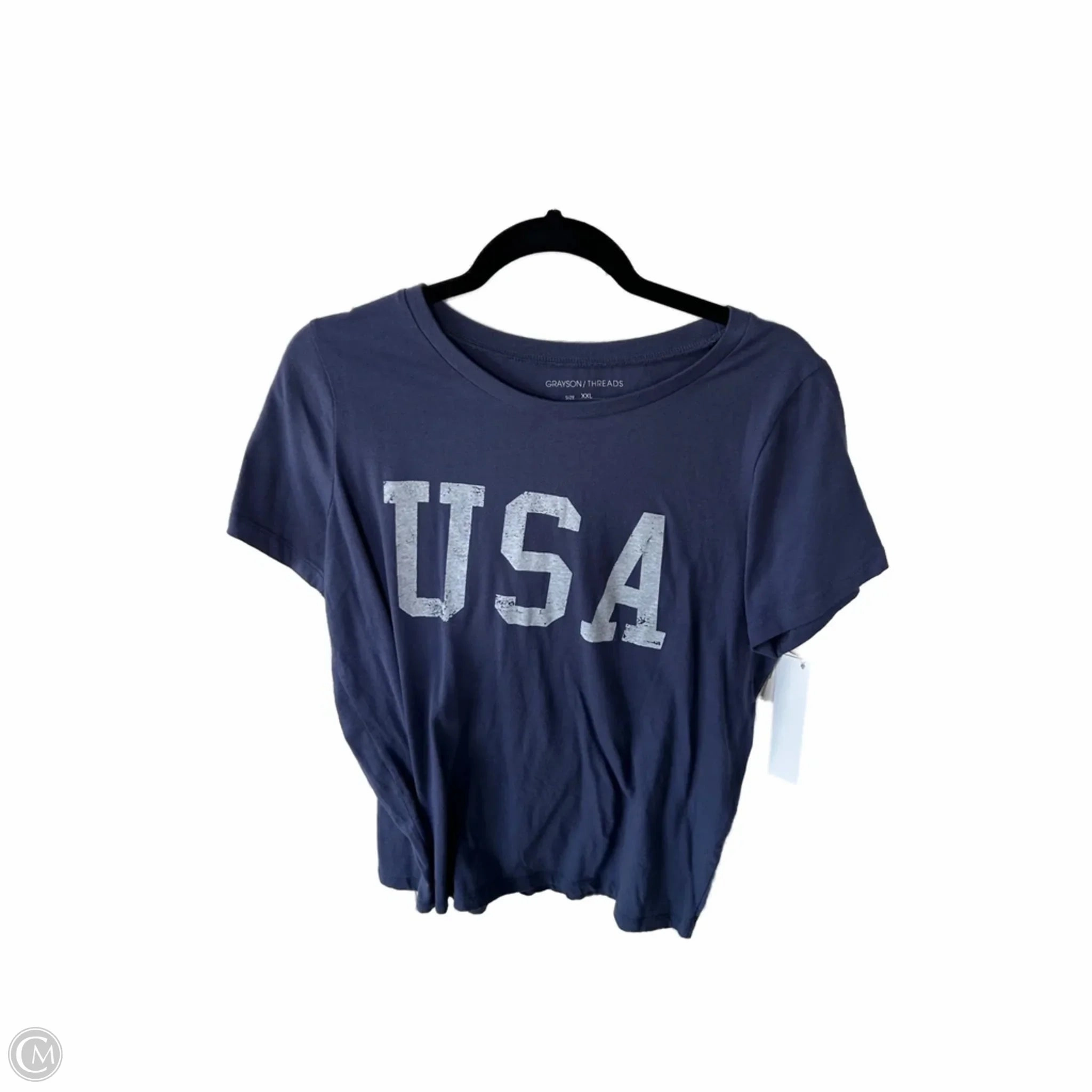 Top Short Sleeve Basic By Grayson Threads In Blue & White, Size: Xxl Fit Flex