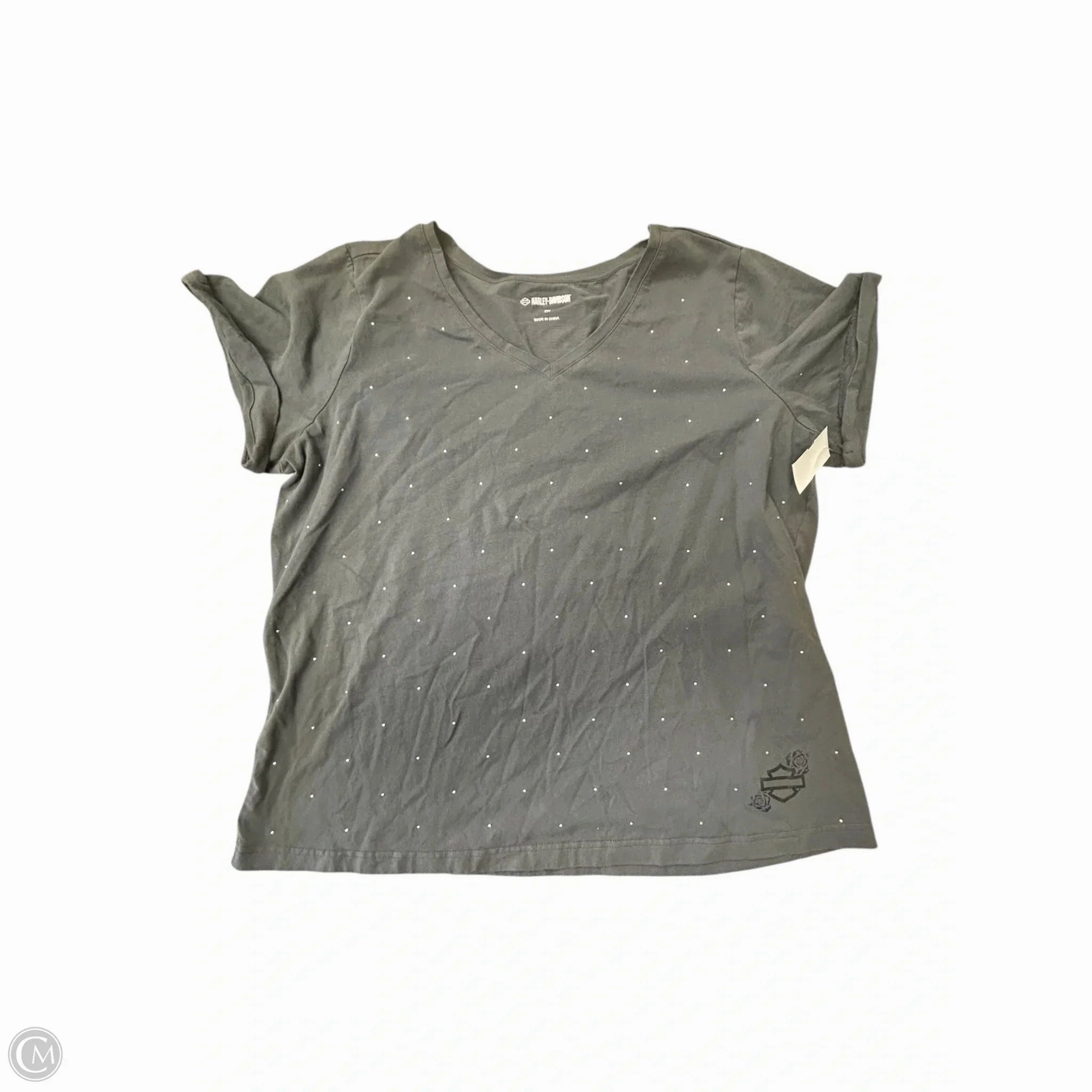 Cozy Look Wear Urban Smart Top Short Sleeve Basic By Harley Davidson In Grey, Size: 2x