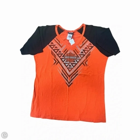 Top Short Sleeve Basic By Harley Davidson In Orange, Size: 1x Textured Surface