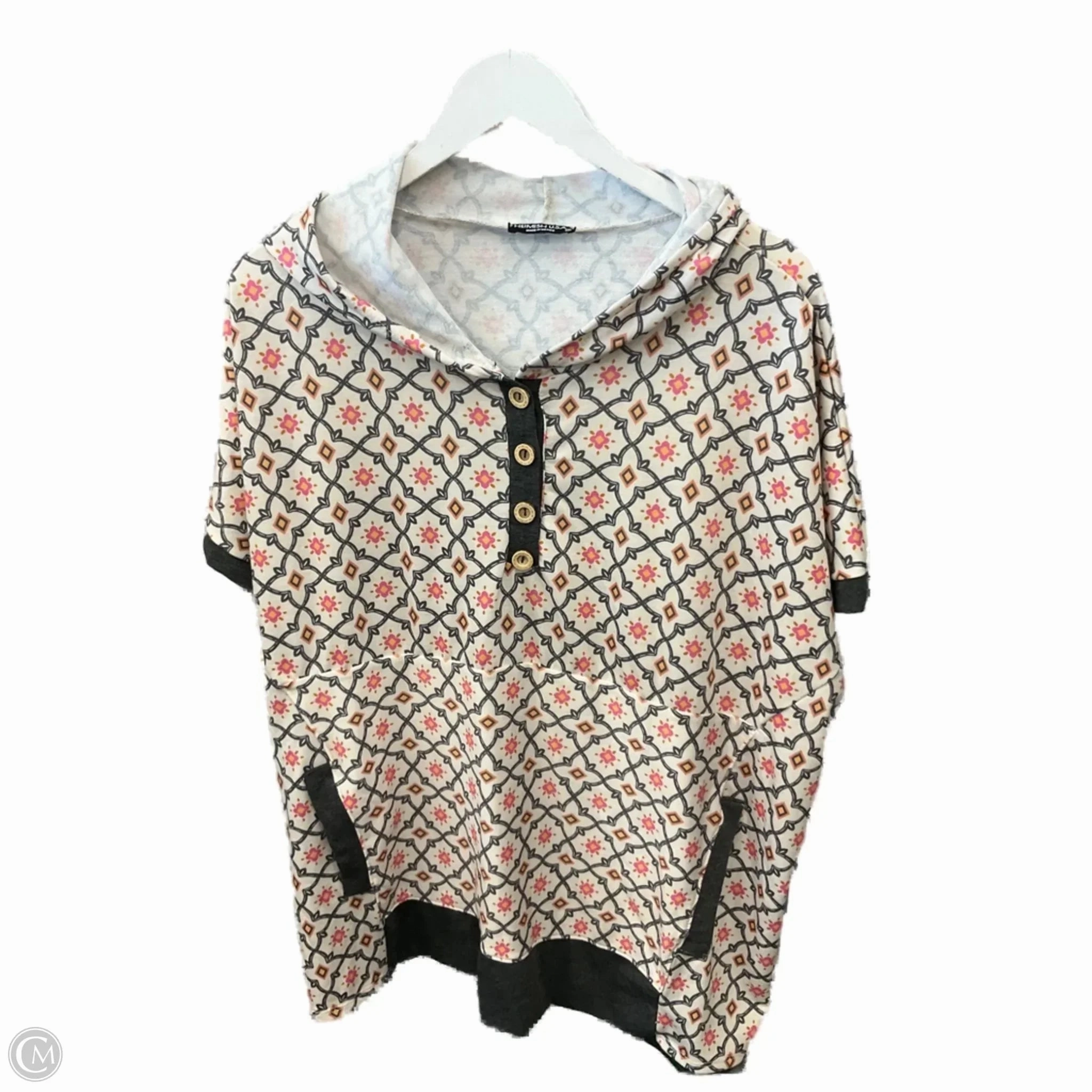 Top Short Sleeve Basic By Heimish Usa In Cream & Pink, Size: 1x Trendy Top WrinkleResistant Texture