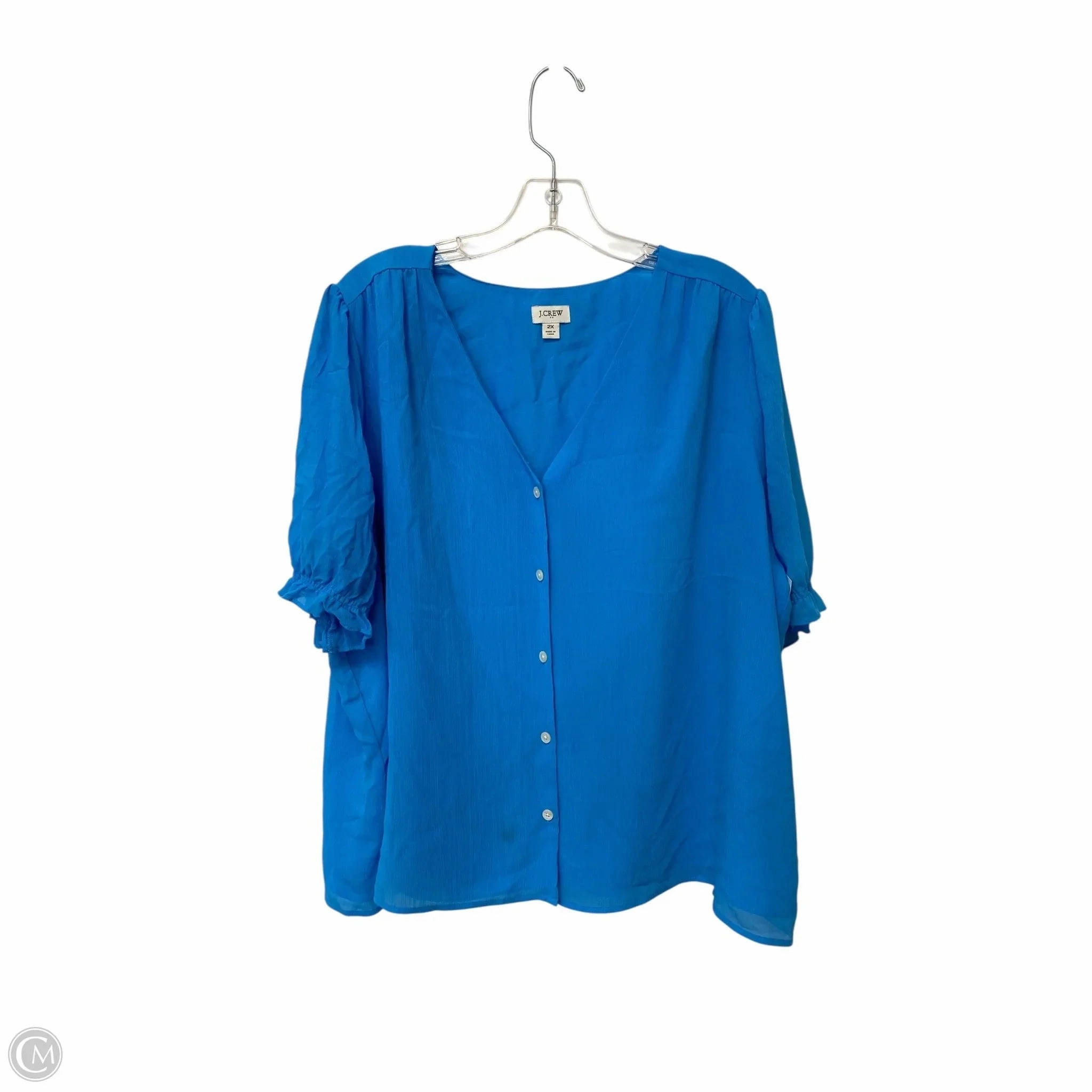Top Short Sleeve Basic By J. Crew In Blue, Size: 2x Comfortable Printed design