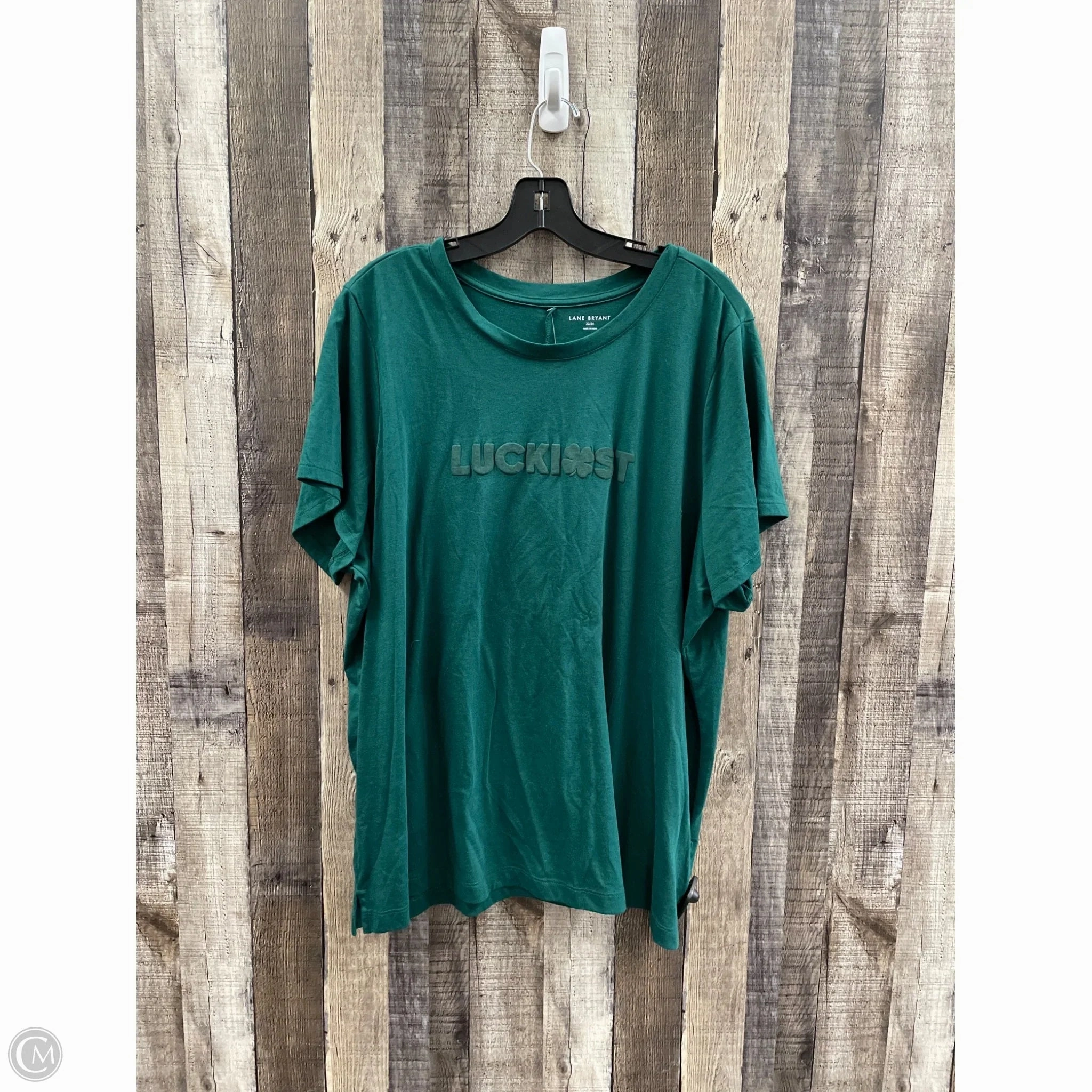 Chic Comfort Style Versatile Wardrobe Piece Top Short Sleeve Basic By Lane Bryant In Green, Size: 2x