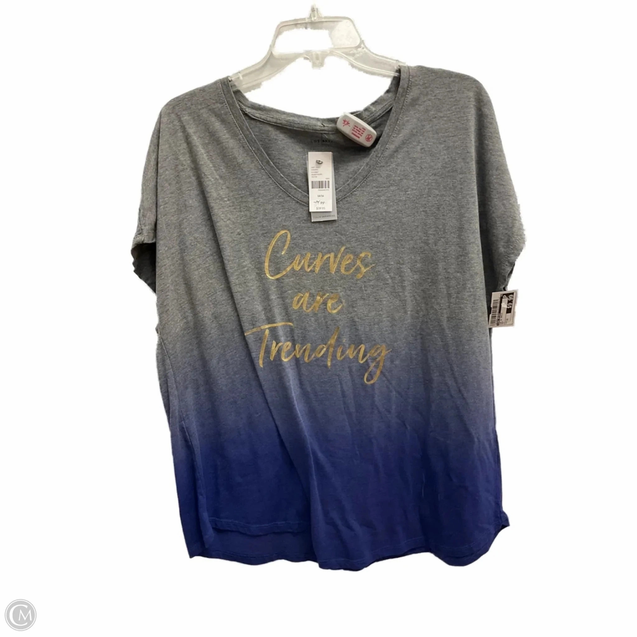 oversized but not shapeless Essential Layer Top Short Sleeve Basic By Lane Bryant In Grey, Size: 1x