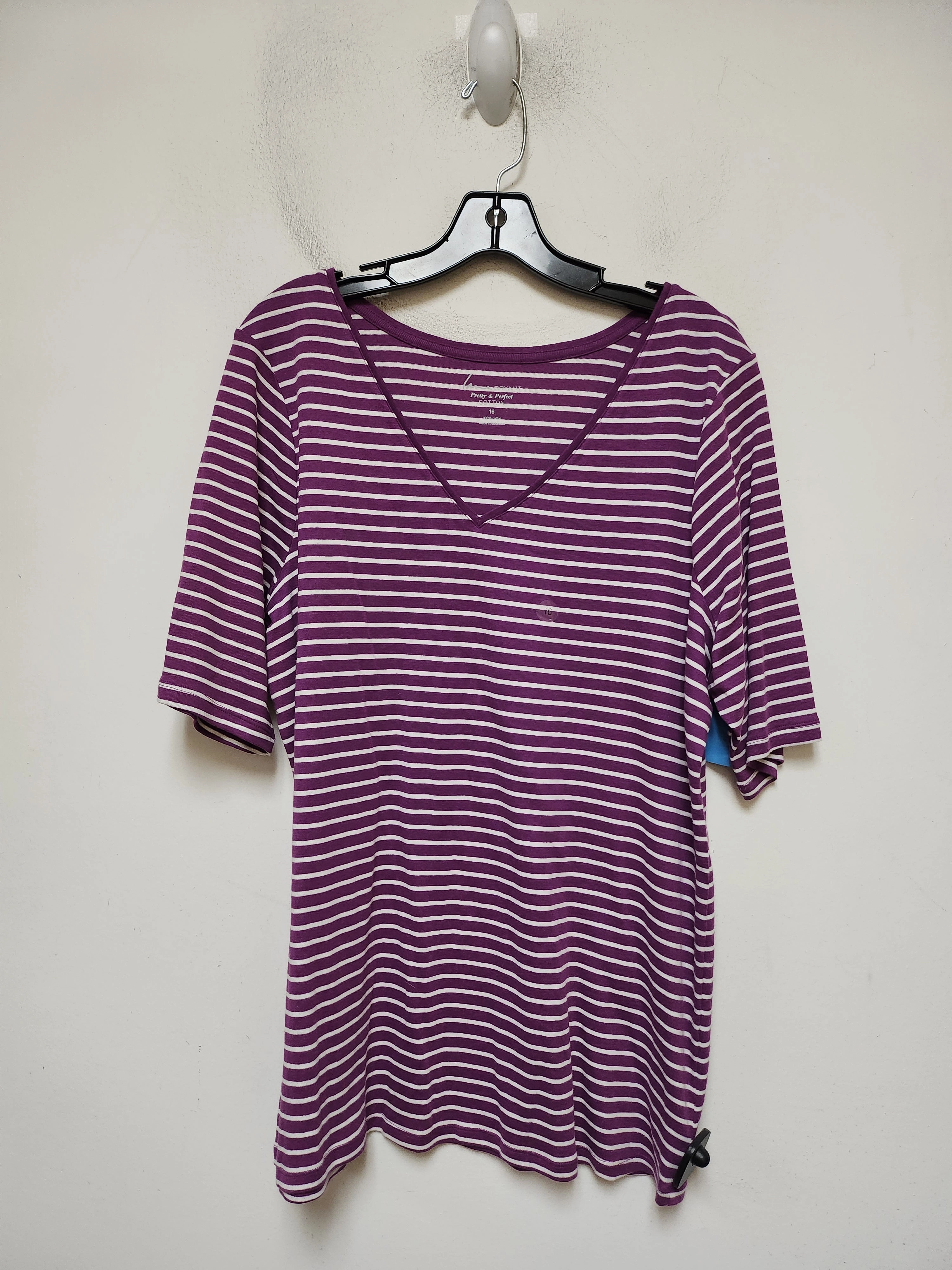 Sporty Layer Look Top Short Sleeve Basic By Lane Bryant In Striped Pattern, Size: Xl