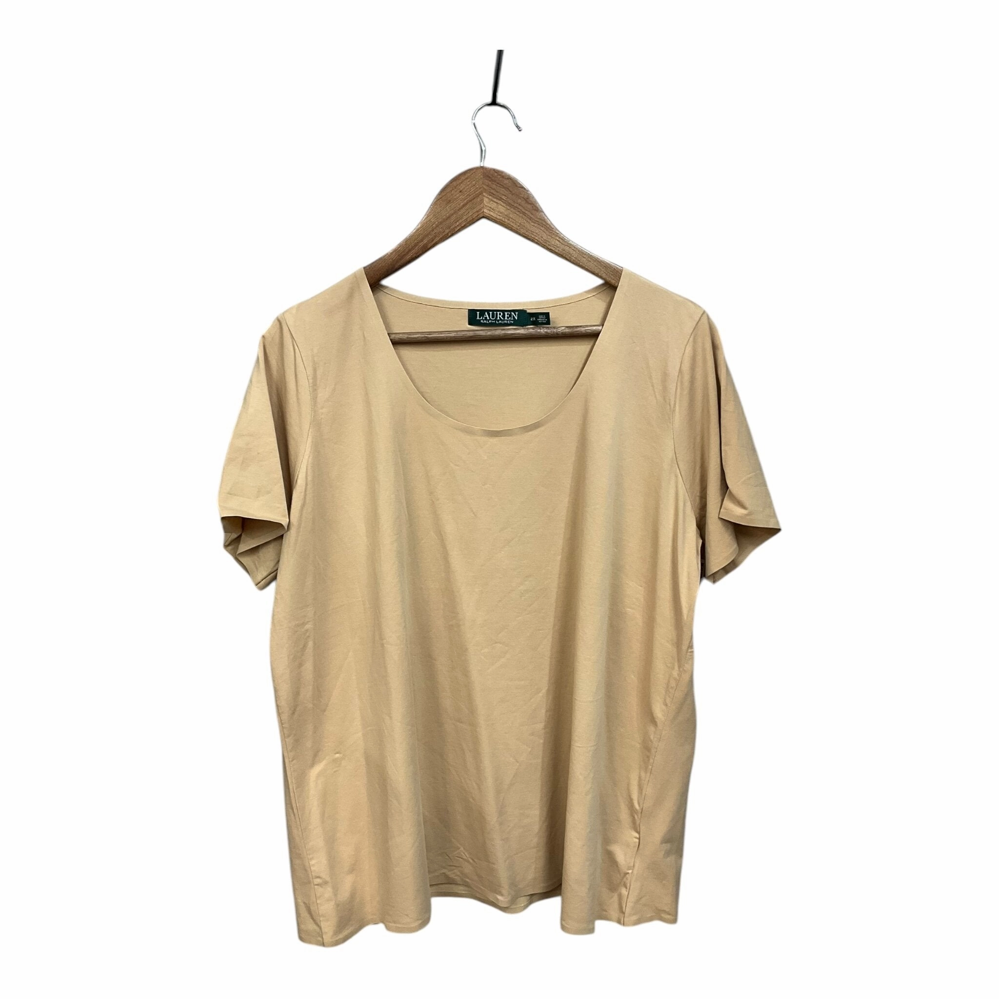 Sun Protection Comfy Casual Wear Top Short Sleeve Basic By Lauren By Ralph Lauren  Size: 2x