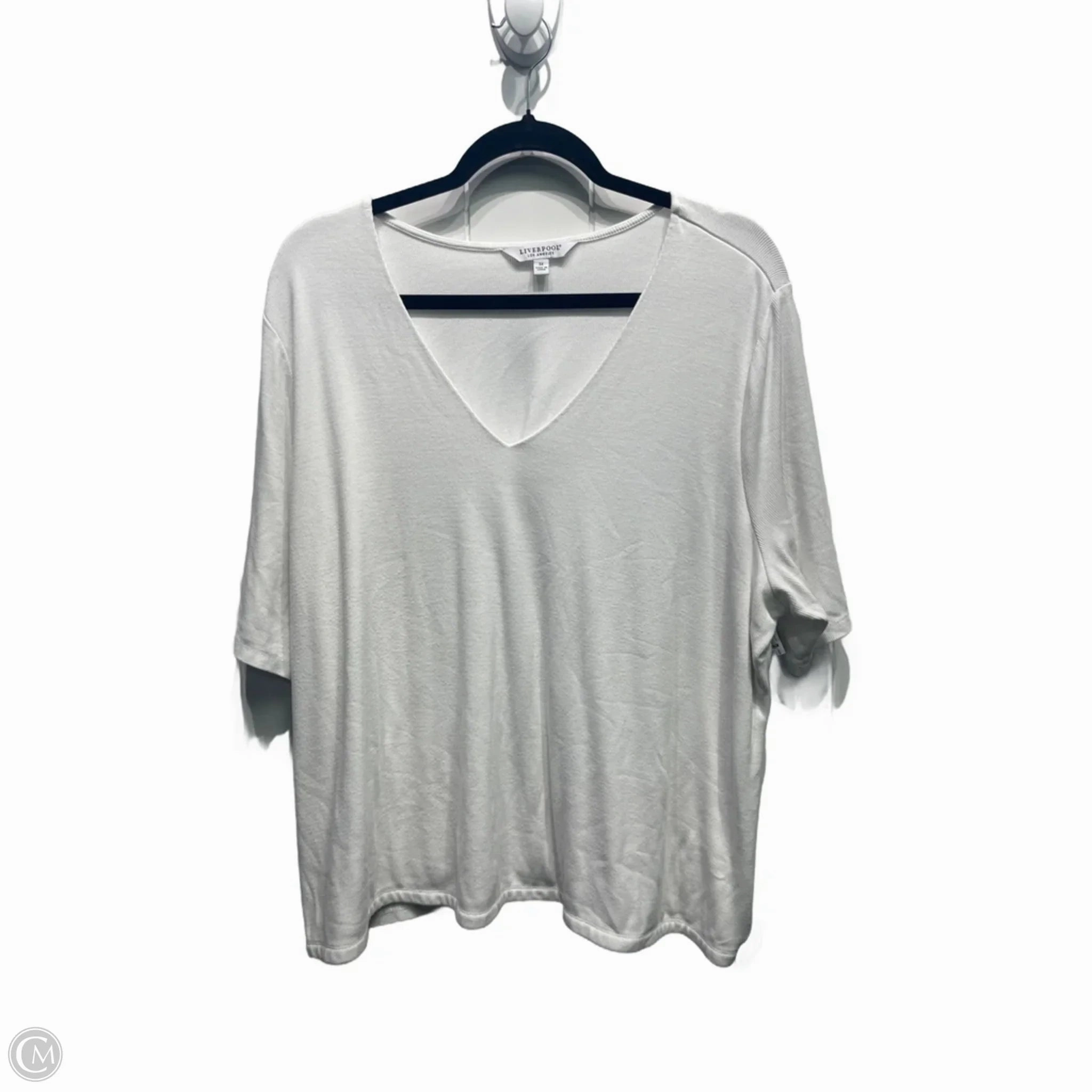 Top Short Sleeve Basic By Liverpool In White, Size: 3x Outdoor Sports Non Toxic Printing