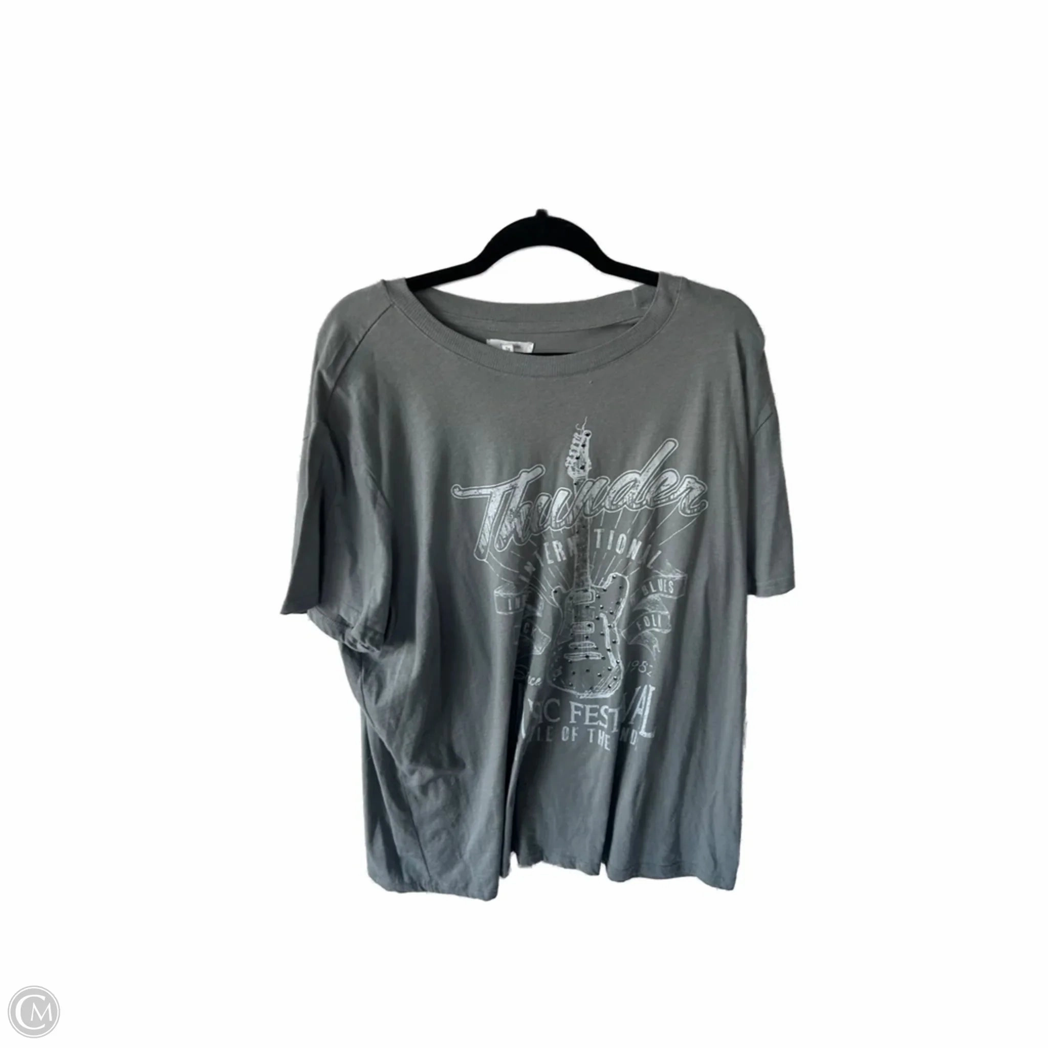 Adult sophistication Relaxed Wear Top Short Sleeve Basic By Maurices In Green & White, Size: 1x