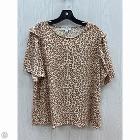Top Short Sleeve Basic By Nine West In Animal Print, Size: 2x Urban Style Essential Style Wear