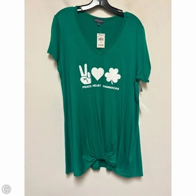 Top Short Sleeve Basic By Scarlett In Green, Size: 1x Weekend Wear Breathable Style