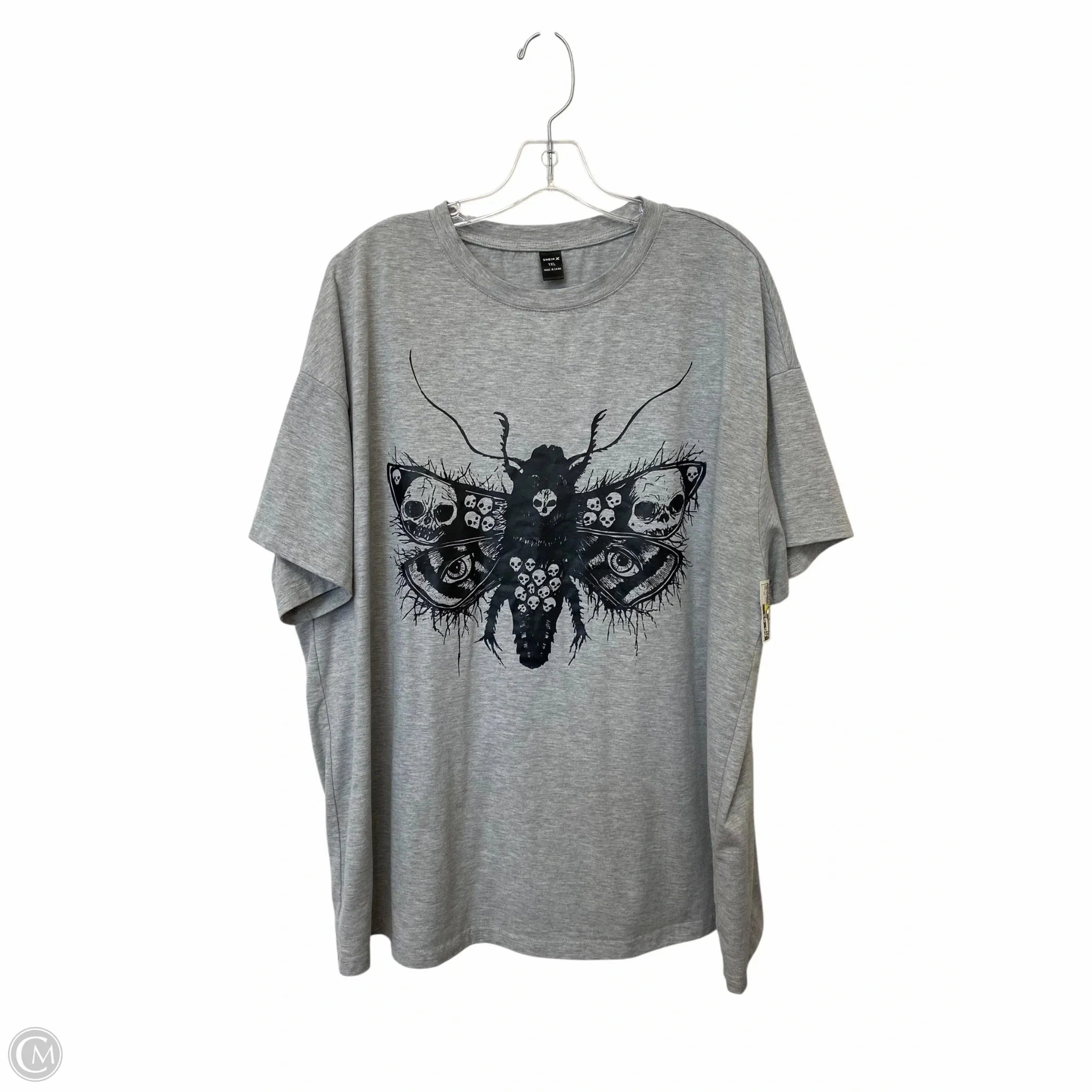 Heavyweight Weave Top Short Sleeve Basic By Shein In Grey, Size: 1x