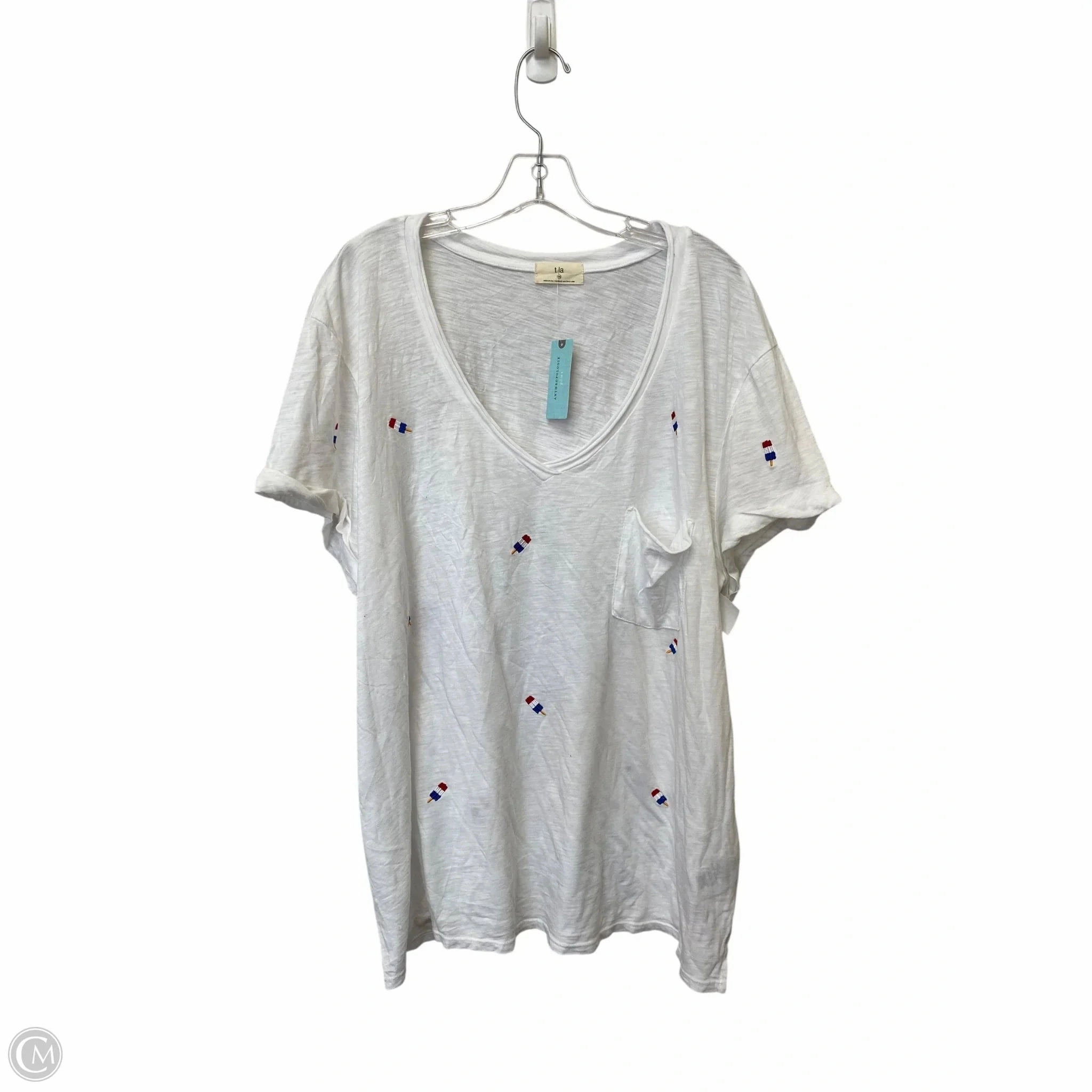 Top Short Sleeve Basic By T.la In White, Size: 1x Bohemian style
