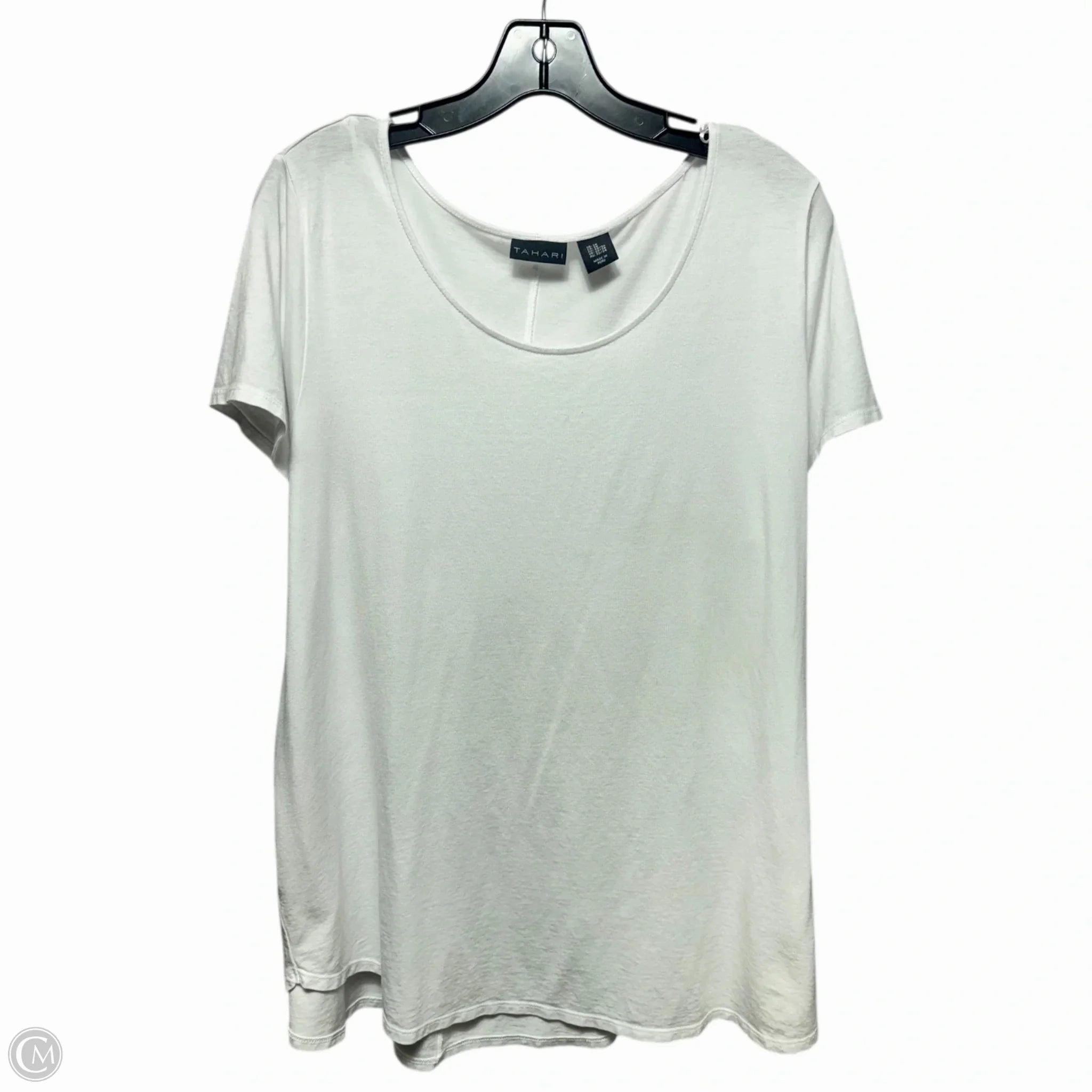 Yoga class Christmas Top Short Sleeve Basic By Tahari In White, Size: 2x