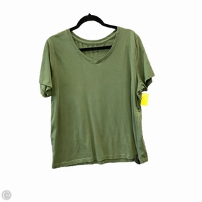 Scoop neck femininity informal gathering Top Short Sleeve Basic By Time And Tru In Green, Size: Xxl
