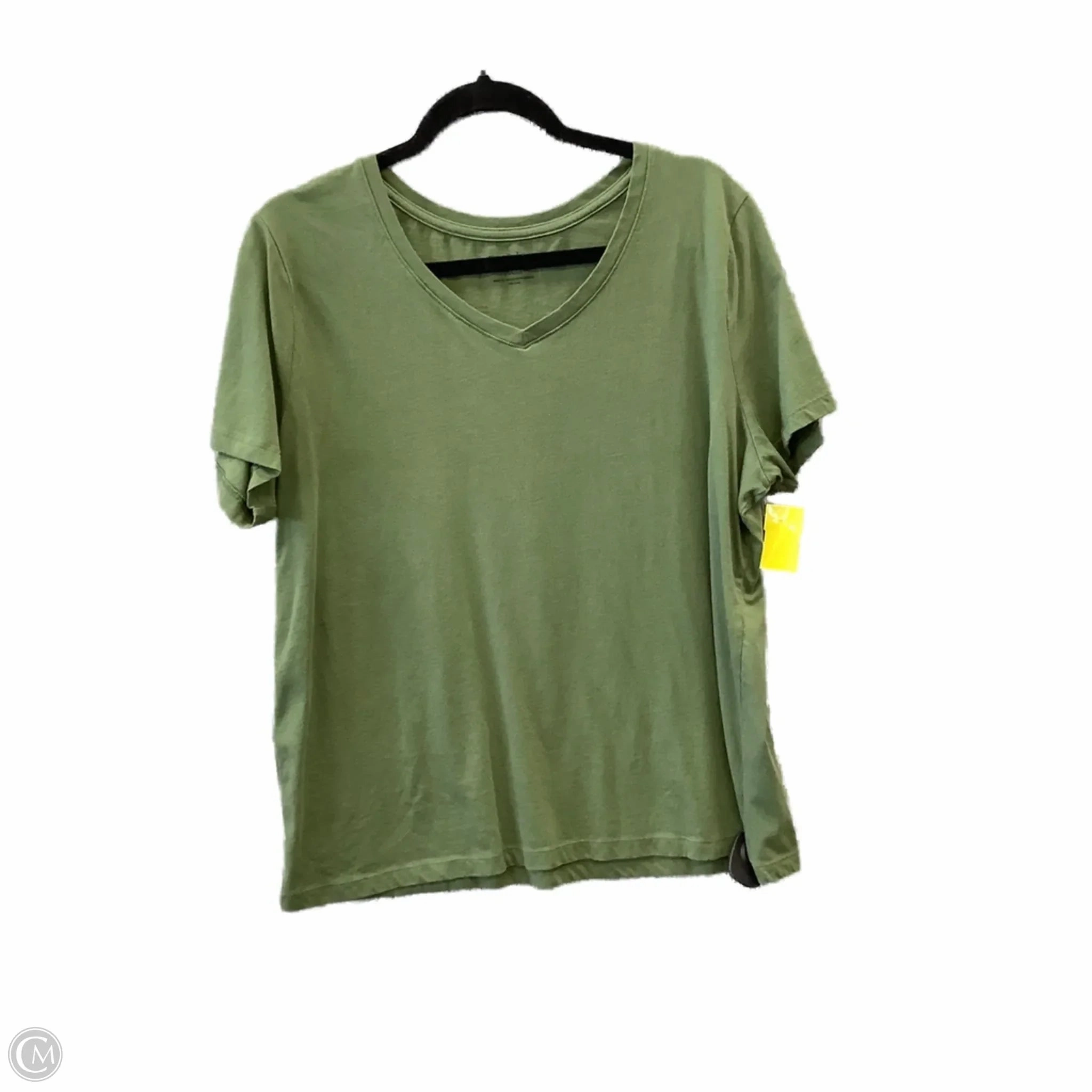 Scoop neck femininity informal gathering Top Short Sleeve Basic By Time And Tru In Green, Size: Xxl