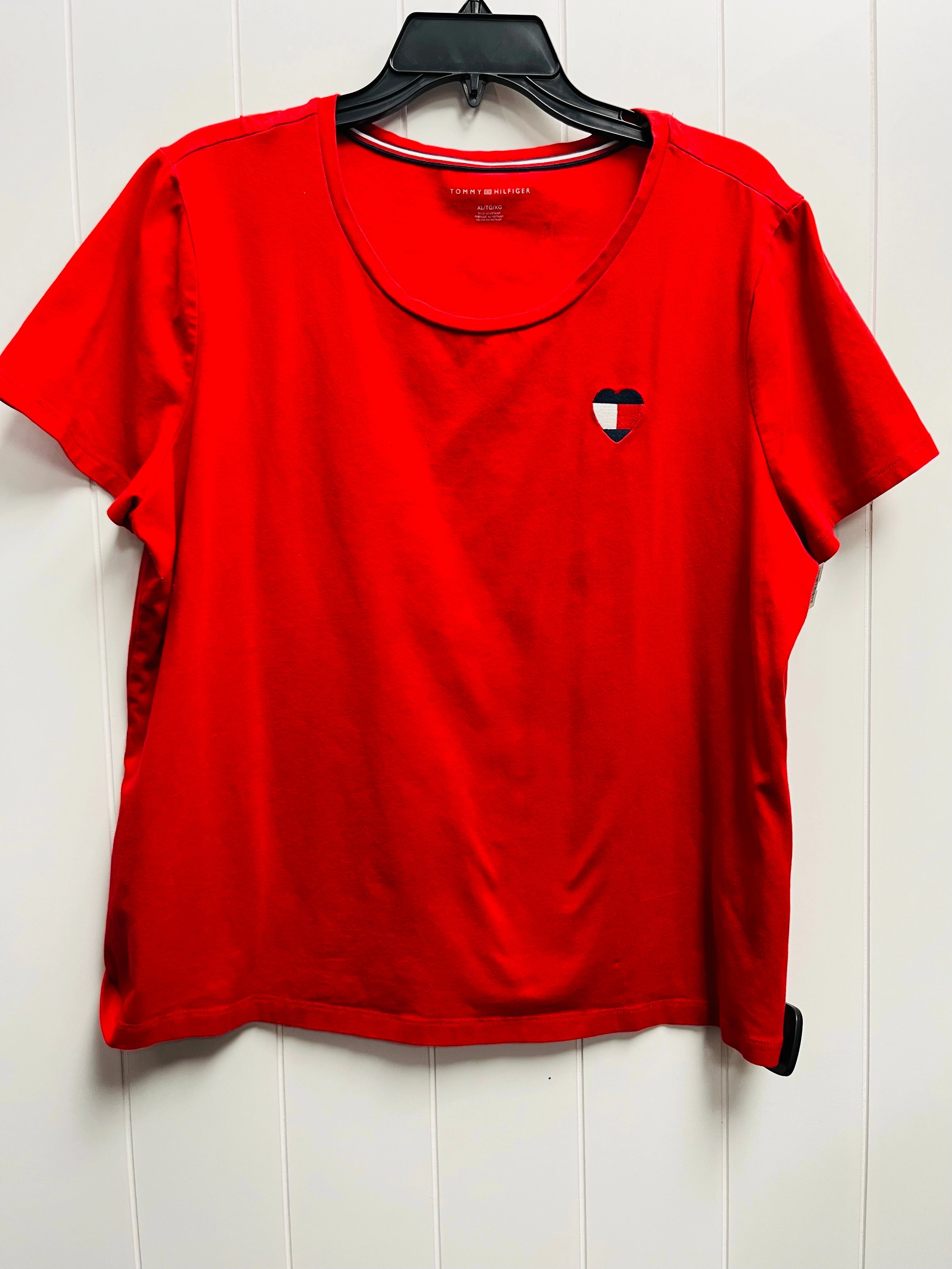 Pocket Detailing Tagless Design Top Short Sleeve Basic By Tommy Hilfiger In Red, Size: Xl