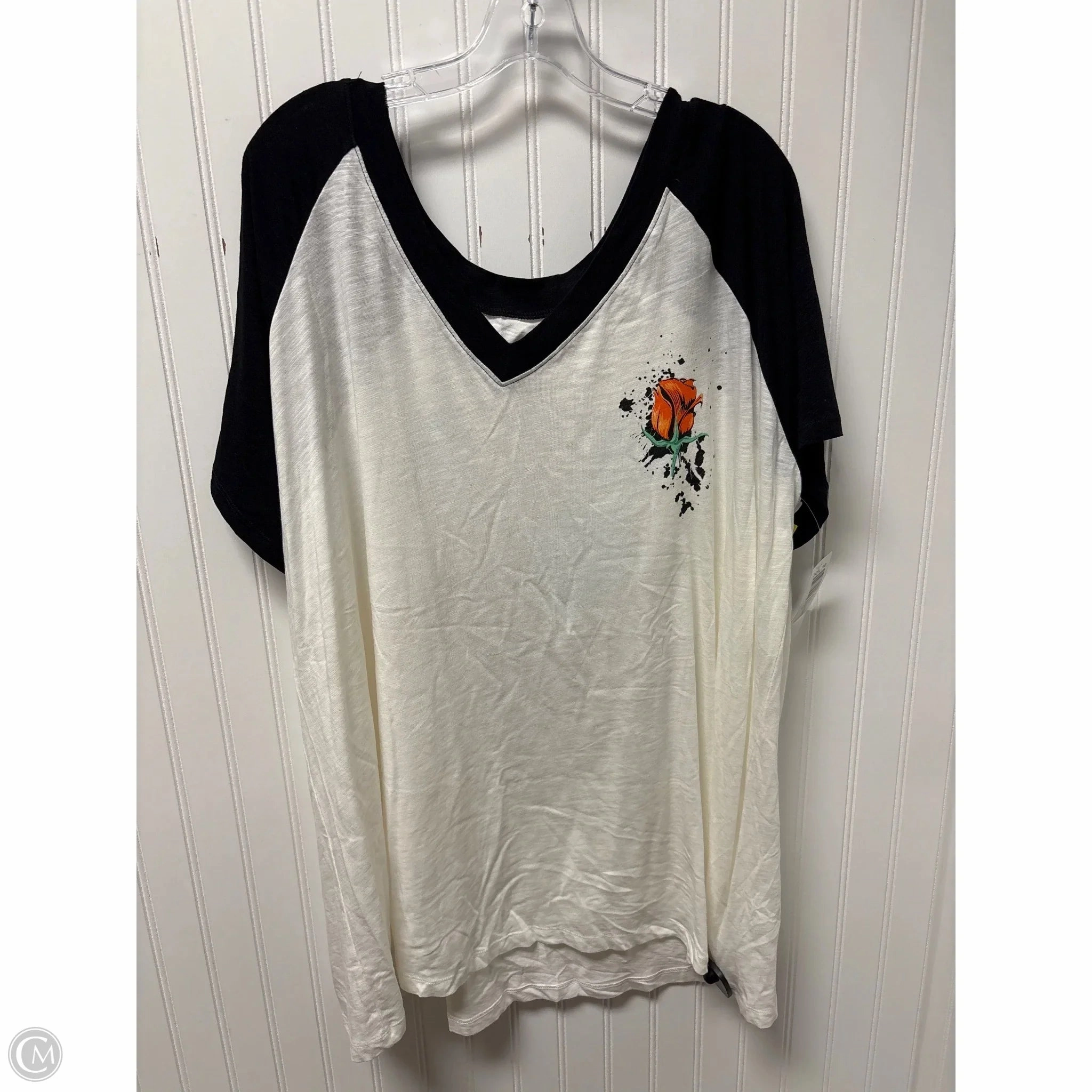 Flexible Neckband Top Short Sleeve Basic By Torrid In Black & White, Size: 4x