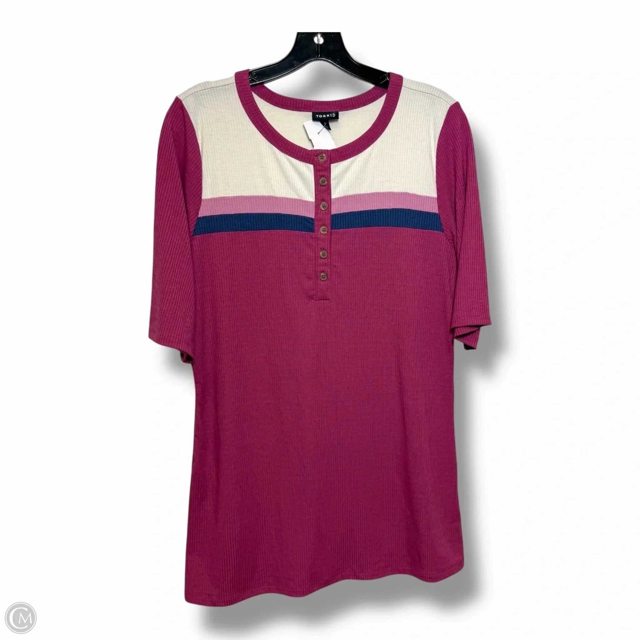 Stylish and Fun Top Short Sleeve Basic By Torrid In Mauve, Size: 1x