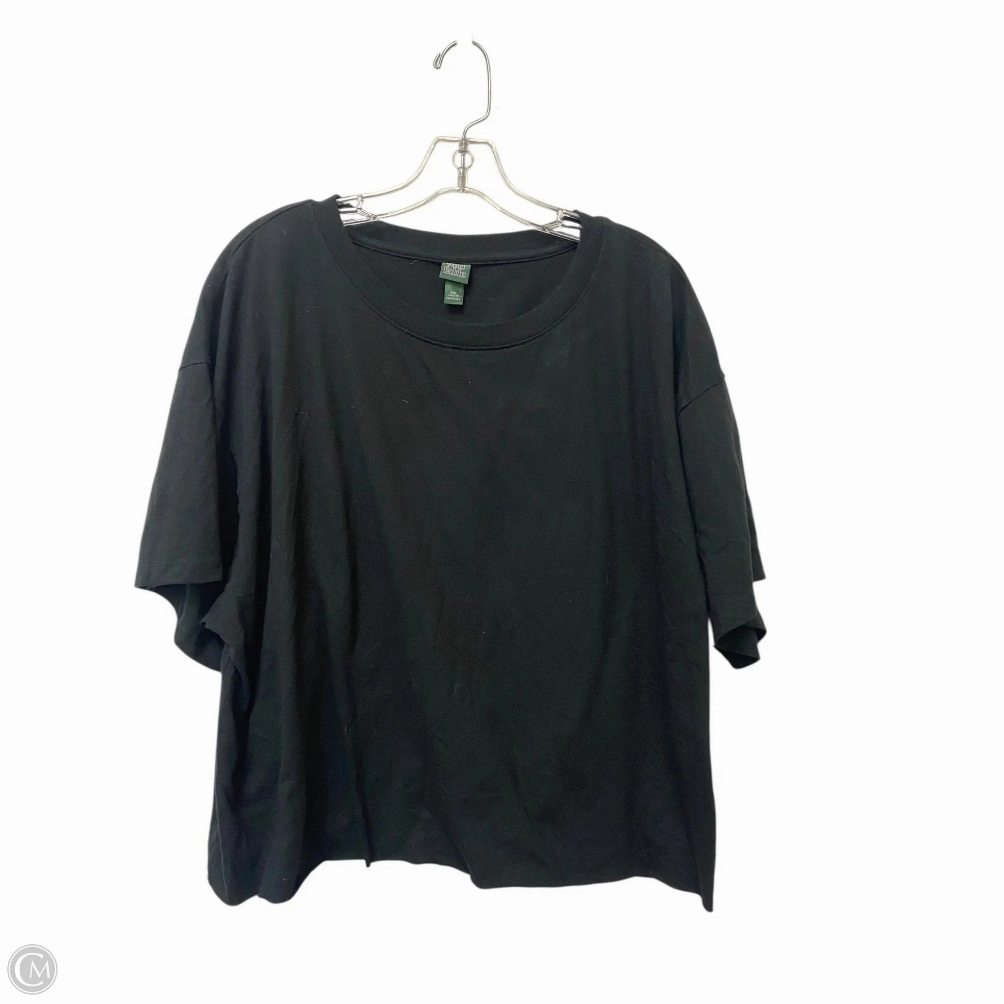 DoubleLayeredCollar Top Short Sleeve Basic By Wild Fable In Black, Size: 2x