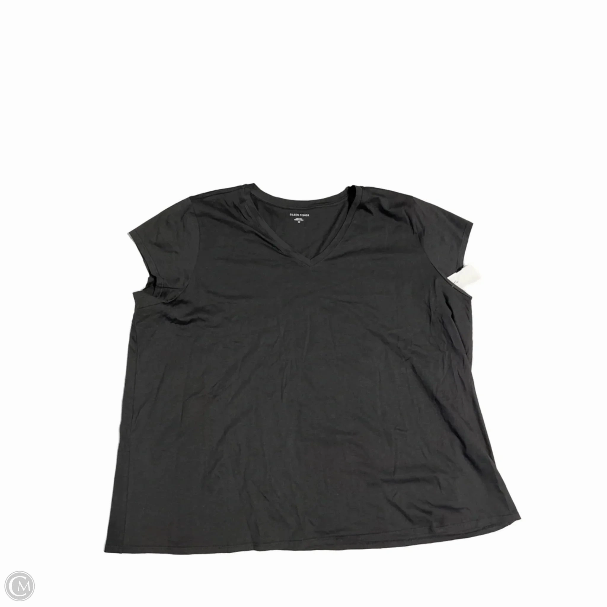 Top Short Sleeve Basic Eileen Fisher In Black, Size: 3x RecycledBlend light layering