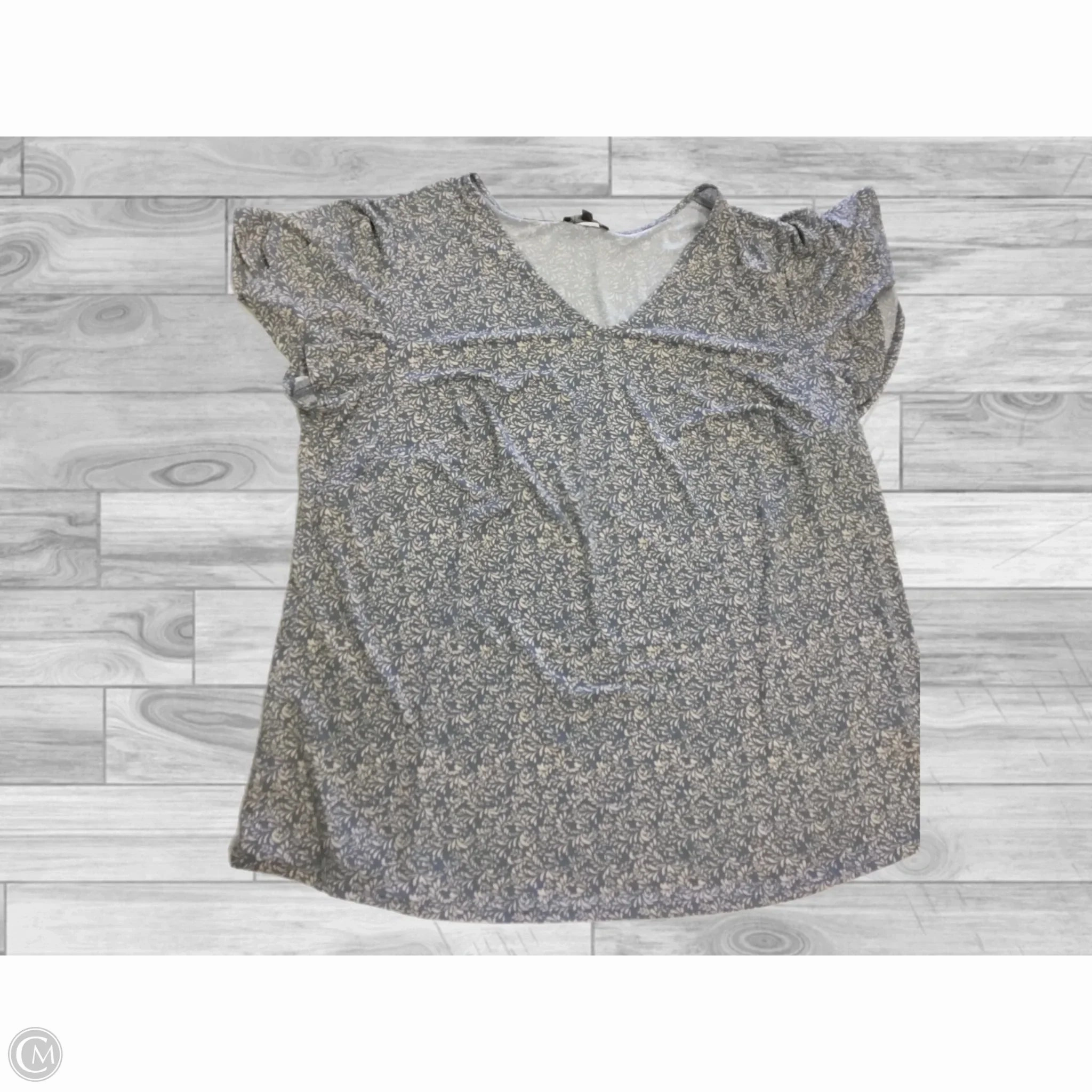 Top Short Sleeve By Adrianna Papell In Grey, Size: 1x Layered Sleeve Construction Spring Wear