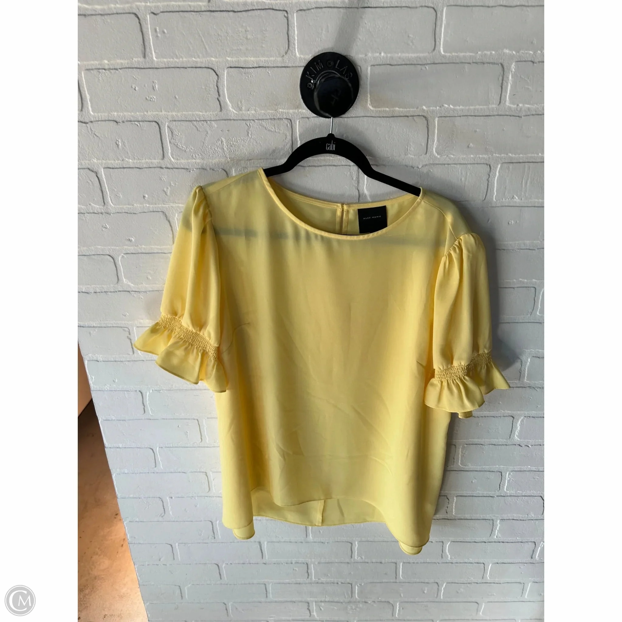 Top Short Sleeve By Alex Marie In Yellow, Size: Xl Stretch Fabric Technology