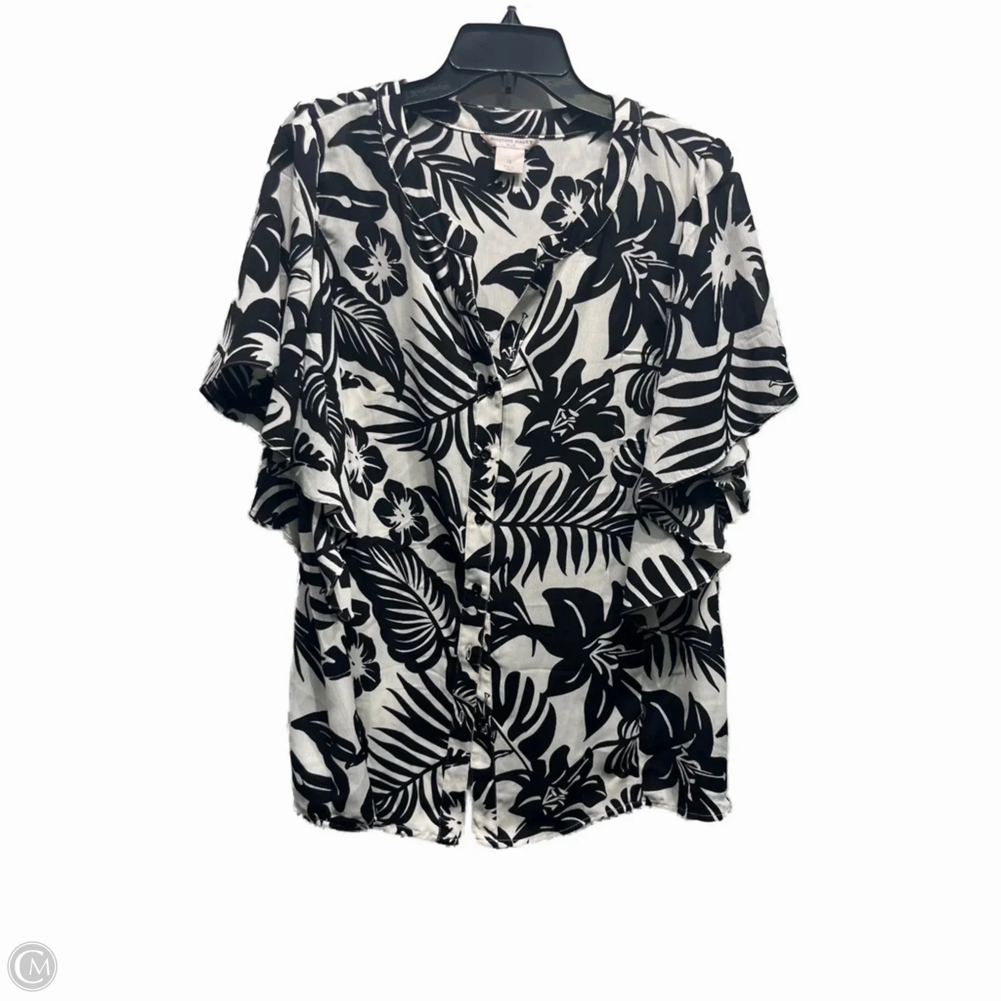 Top Short Sleeve By Allison Daley In Black & White, Size: 1x Breathable Fit Unisex