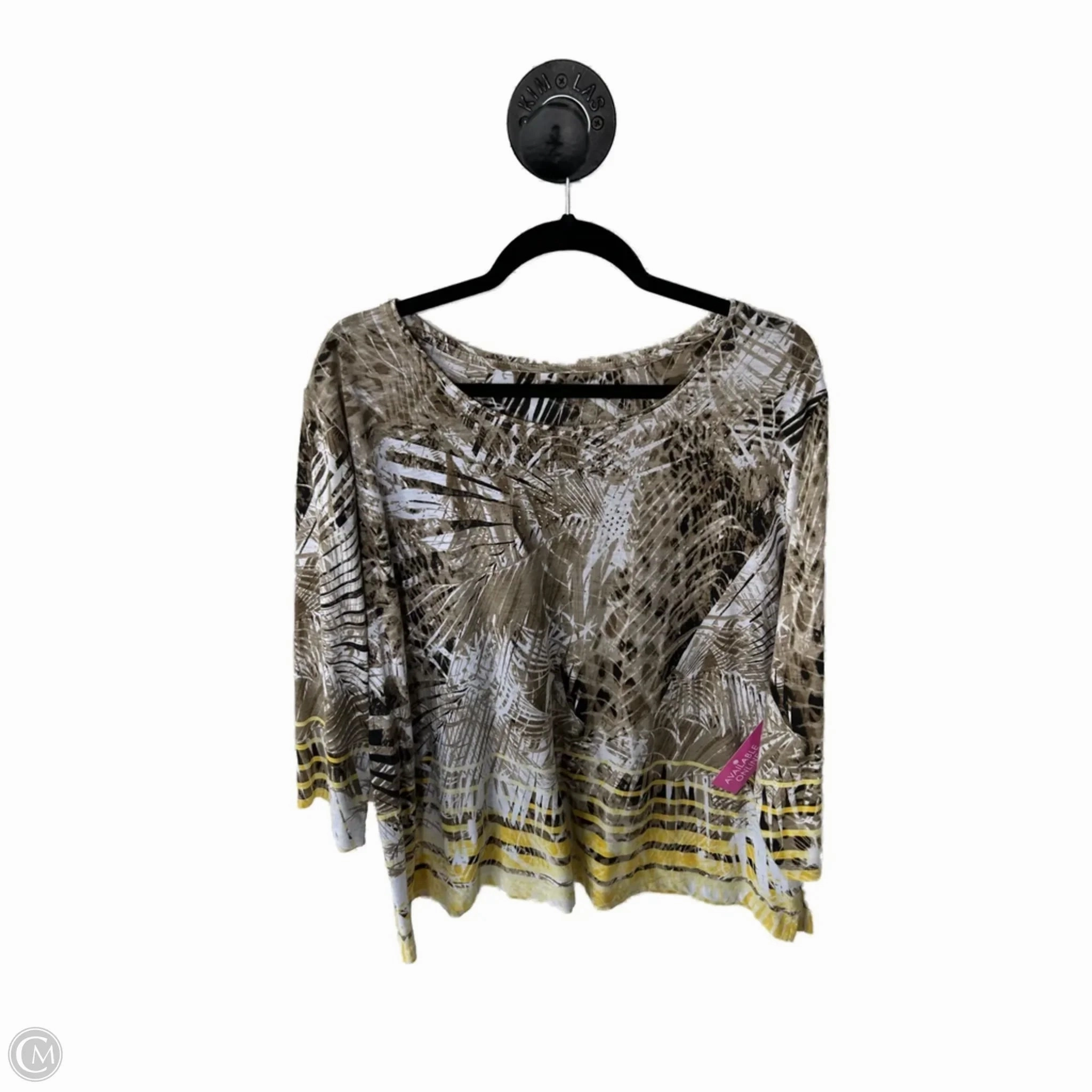 Top Short Sleeve By Allison Daley In Brown & White, Size: 3x QuickDryTechnology VintageWash