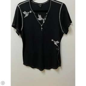 Flexible stretch Top Short Sleeve By Alp N Rock In Black & Grey, Size: Xl