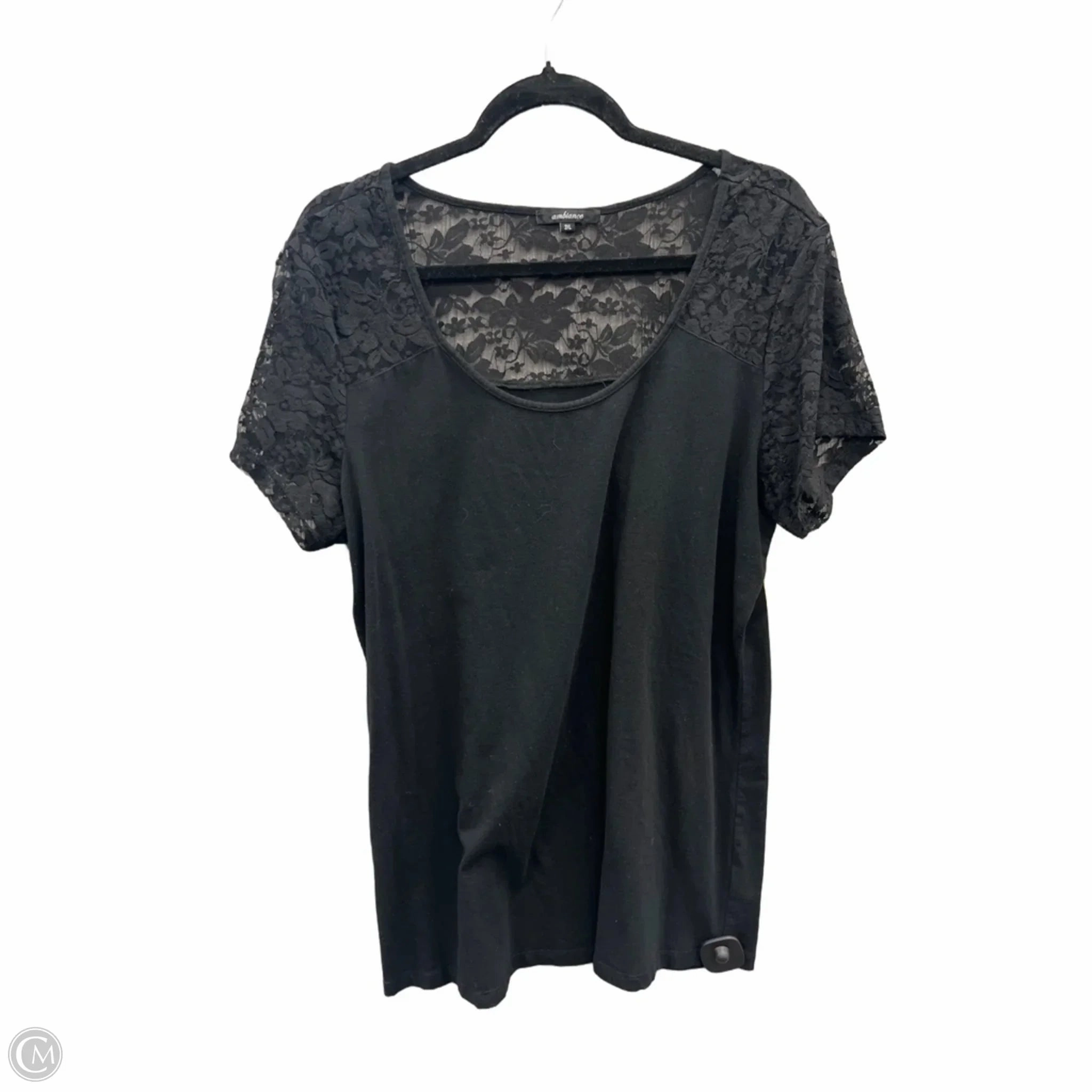 Top Short Sleeve By Ambiance Apparel In Black, Size: 3x Breathable Cotton Fabric