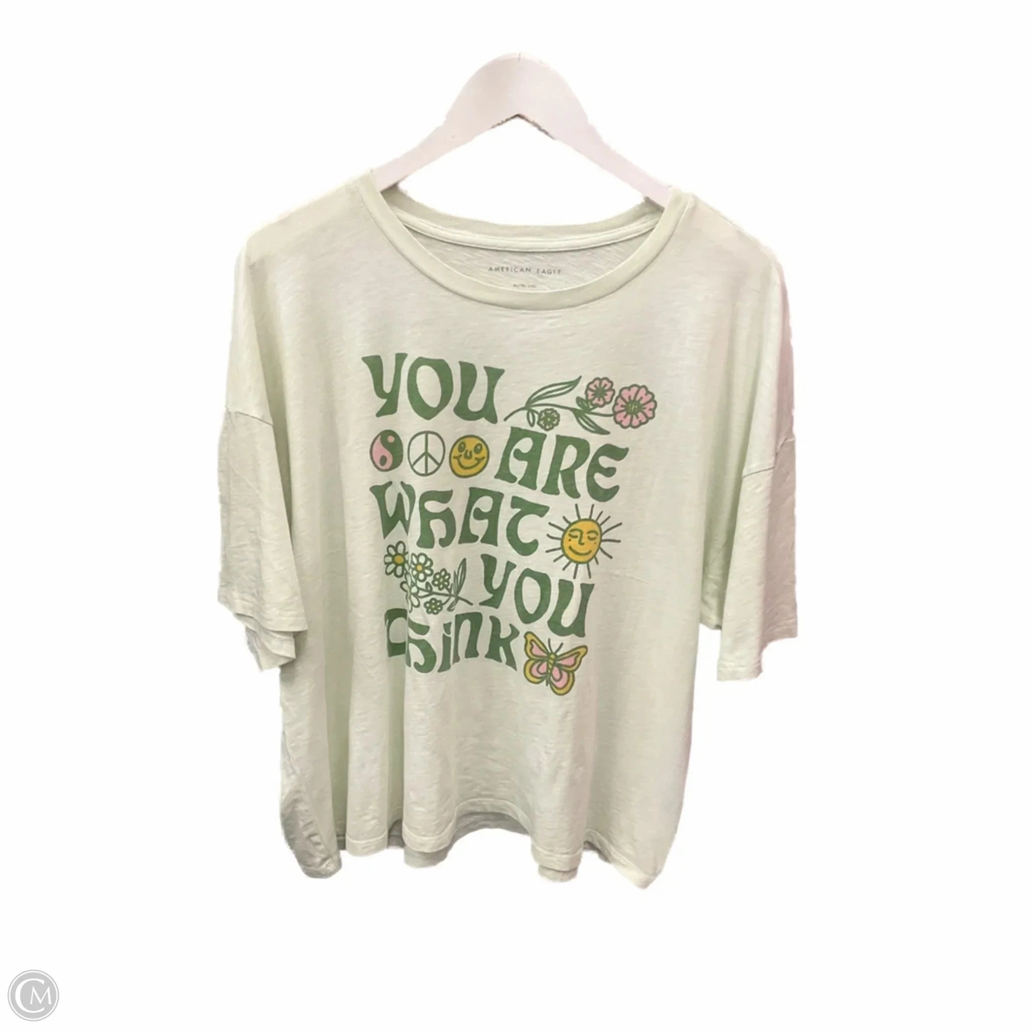 loose fitting Top Short Sleeve By American Eagle In Green, Size: Xl