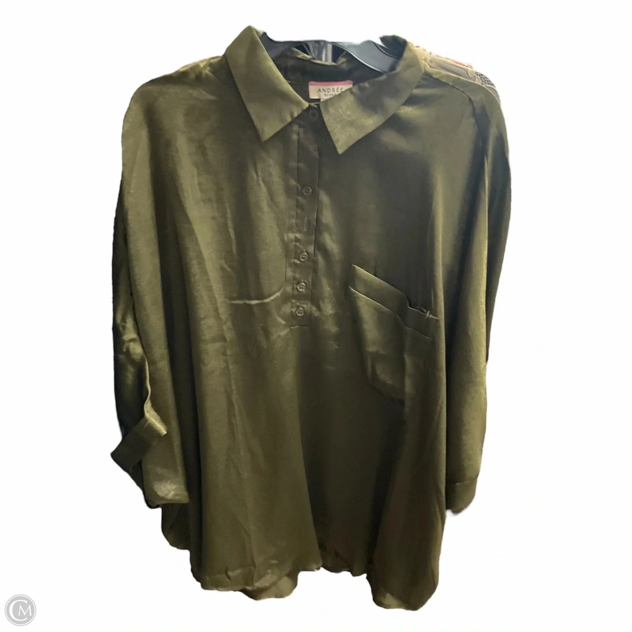 Top Short Sleeve By Andree By Unit In Green, Size: 2x NoSideSeam