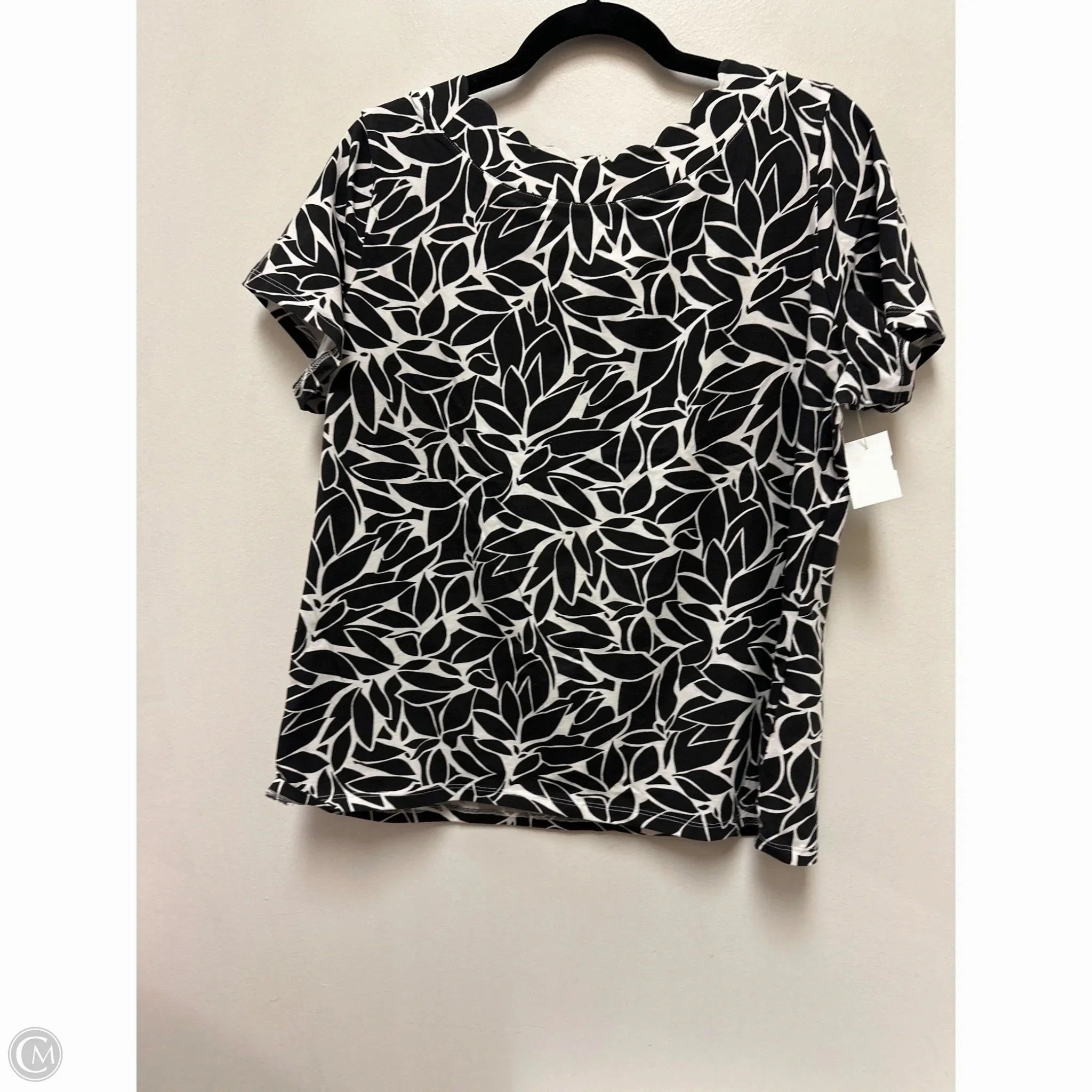 Top Short Sleeve By Anne Klein In Black & White, Size: Xl LongLastingColor Day-to-Night Look