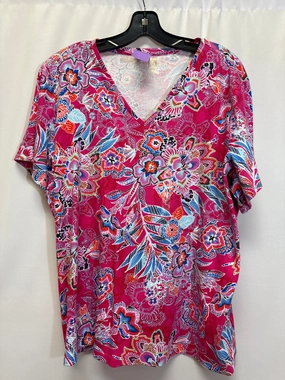 Subtle Embroidery Top Short Sleeve By Anne Klein  Size: 3x