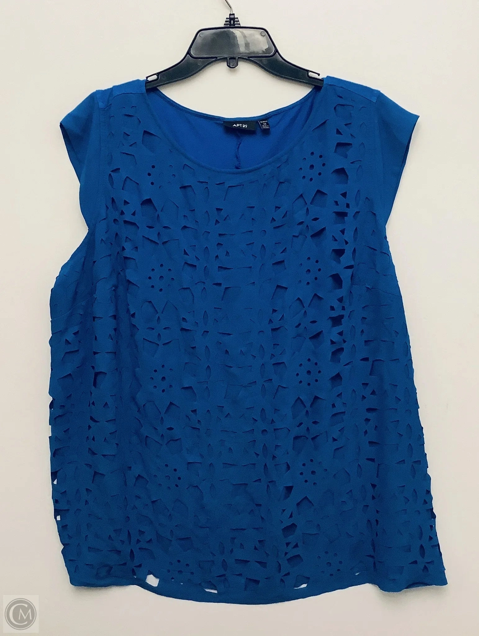 Top Short Sleeve By Apt 9 In Blue, Size: 2x hiking clothes