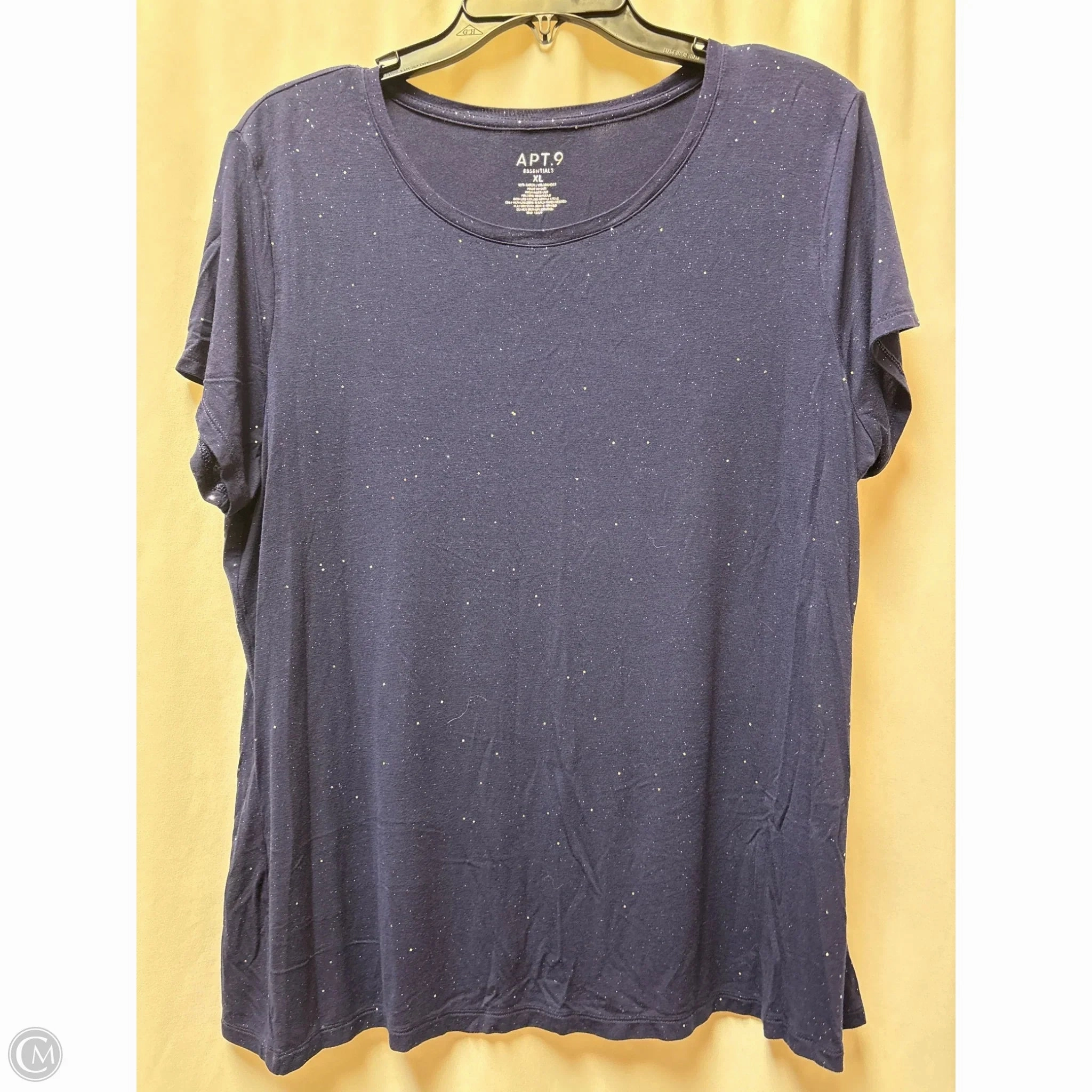 Cozy Vibes Wrinkle Free Fabric Top Short Sleeve By Apt 9 In Navy, Size: Xl