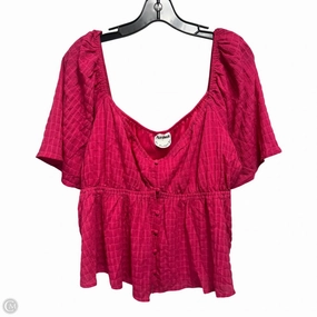 Hydrophobic coating Cool and casual Top Short Sleeve By Arula In Pink, Size: 1x