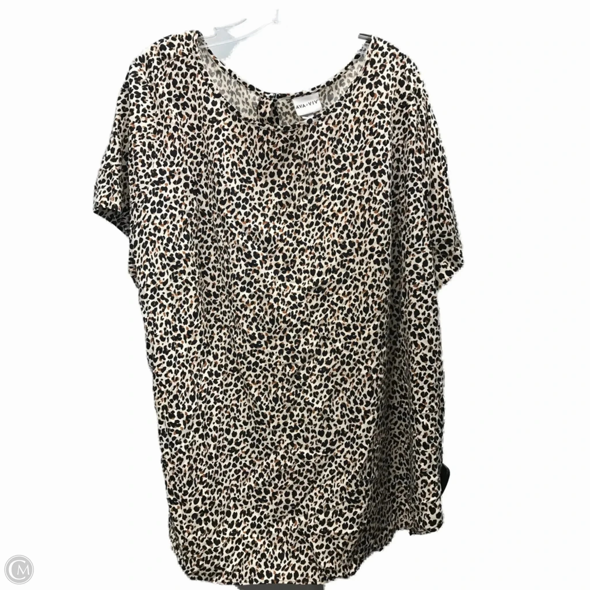 Sleek Stretch Fit Top Short Sleeve By Ava & Viv In Animal Print, Size: 2x
