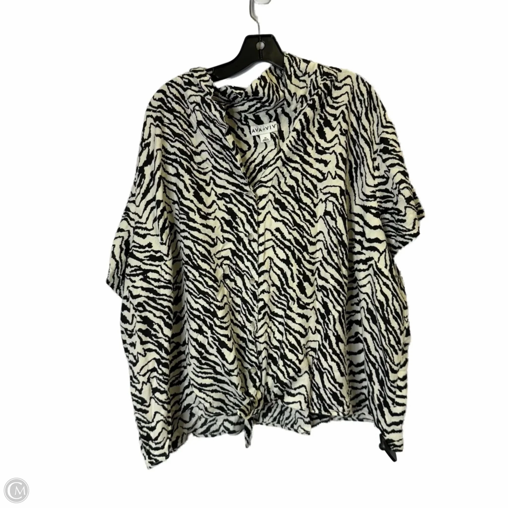 Casual Style Top Short Sleeve By Ava & Viv In Animal Print, Size: 3x