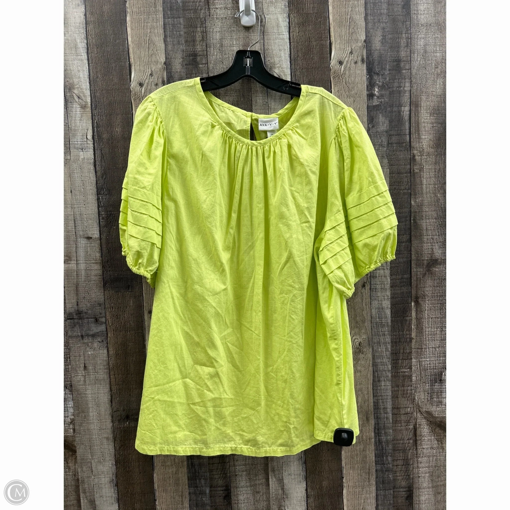 Top Short Sleeve By Ava & Viv In Green, Size: 2x Active Wear Fit