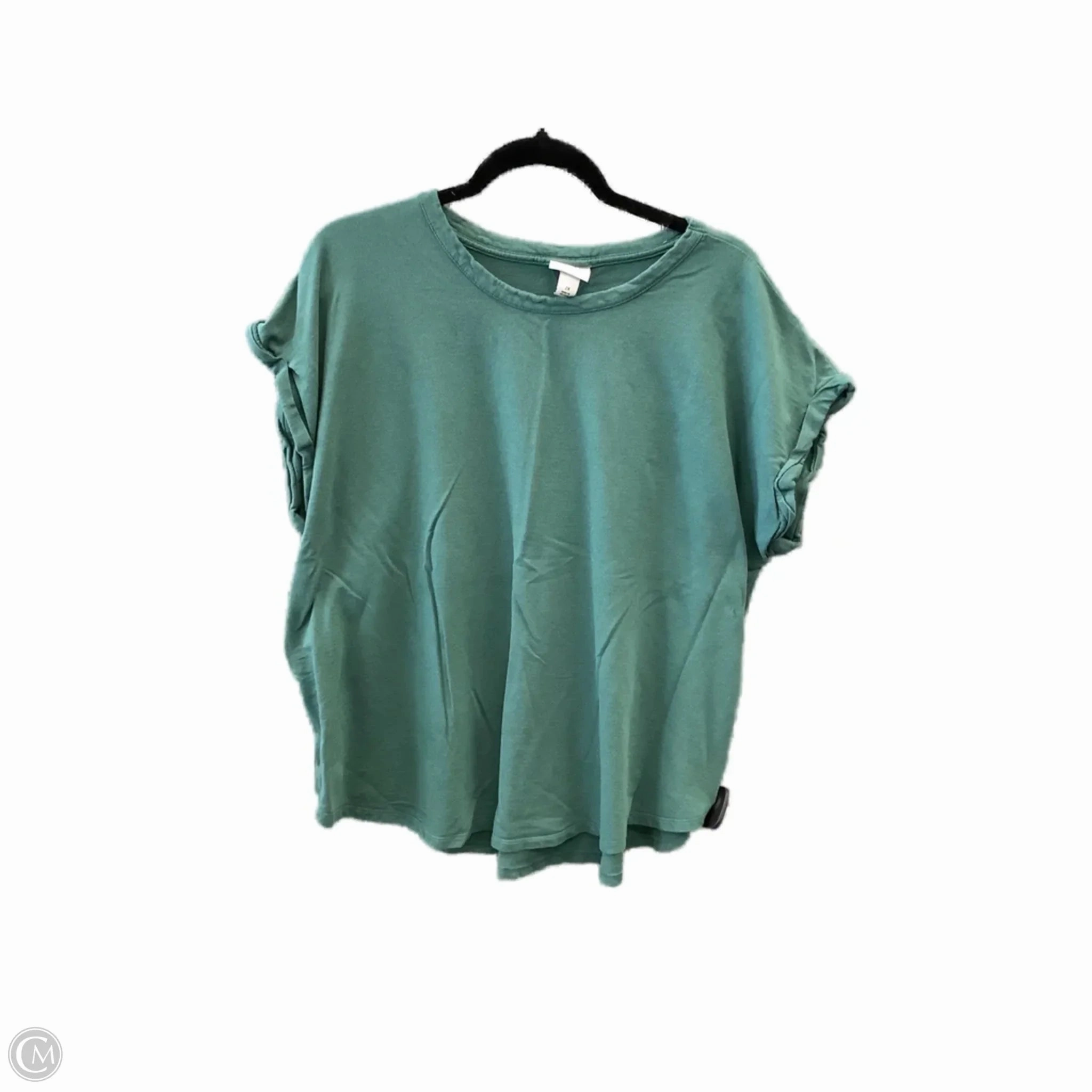 Light Layer Top Short Sleeve By Ava & Viv In Green, Size: 2x