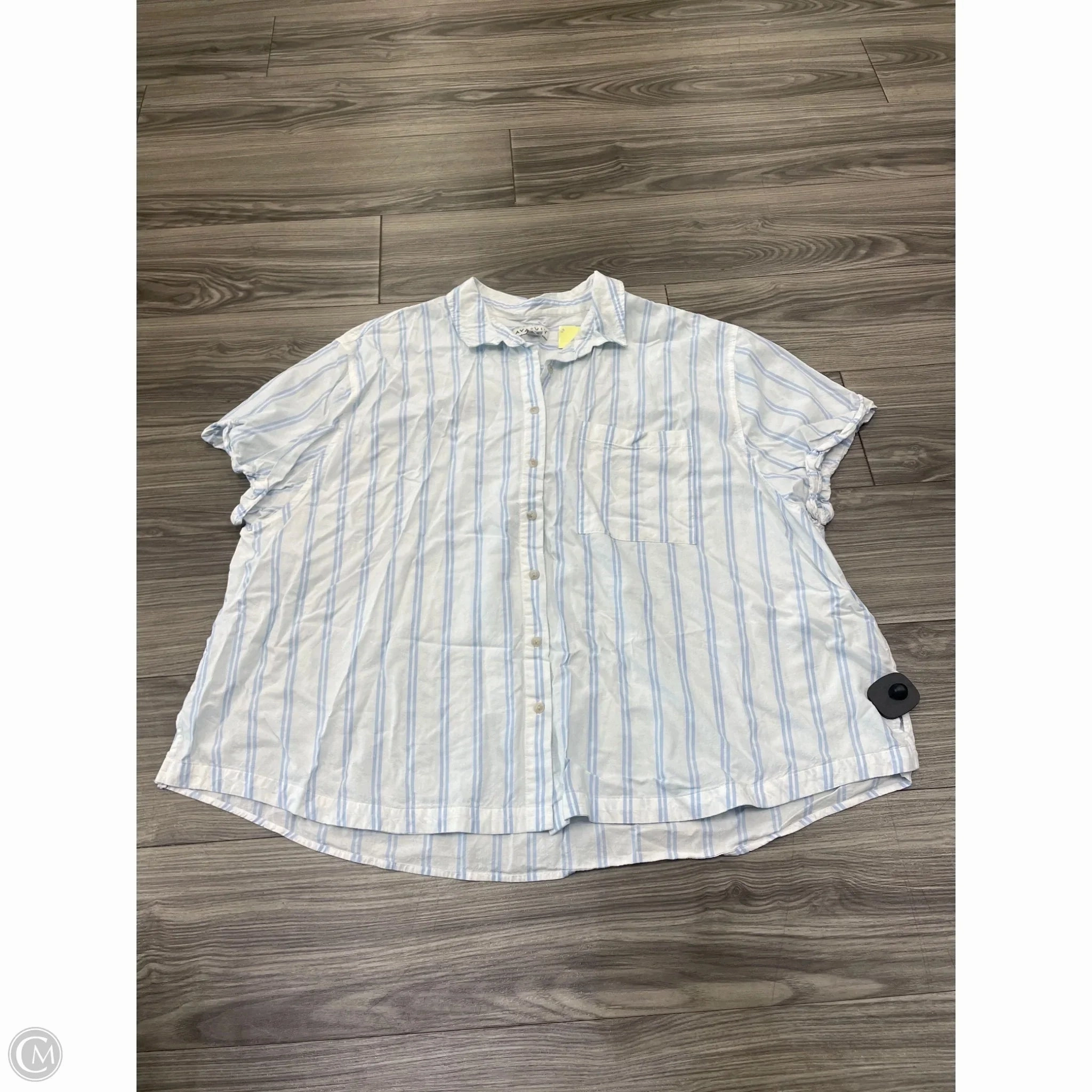 Top Short Sleeve By Ava & Viv In Striped Pattern, Size: 2x EasyCare Fabric Tagless Design