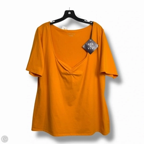 Soft Brushed Finish Ultra Soft Blended Textile Top Short Sleeve By Ava & Viv In Yellow, Size: 2x