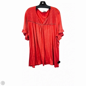 Breathable knit Top Short Sleeve By Avenue In Coral, Size: 3x