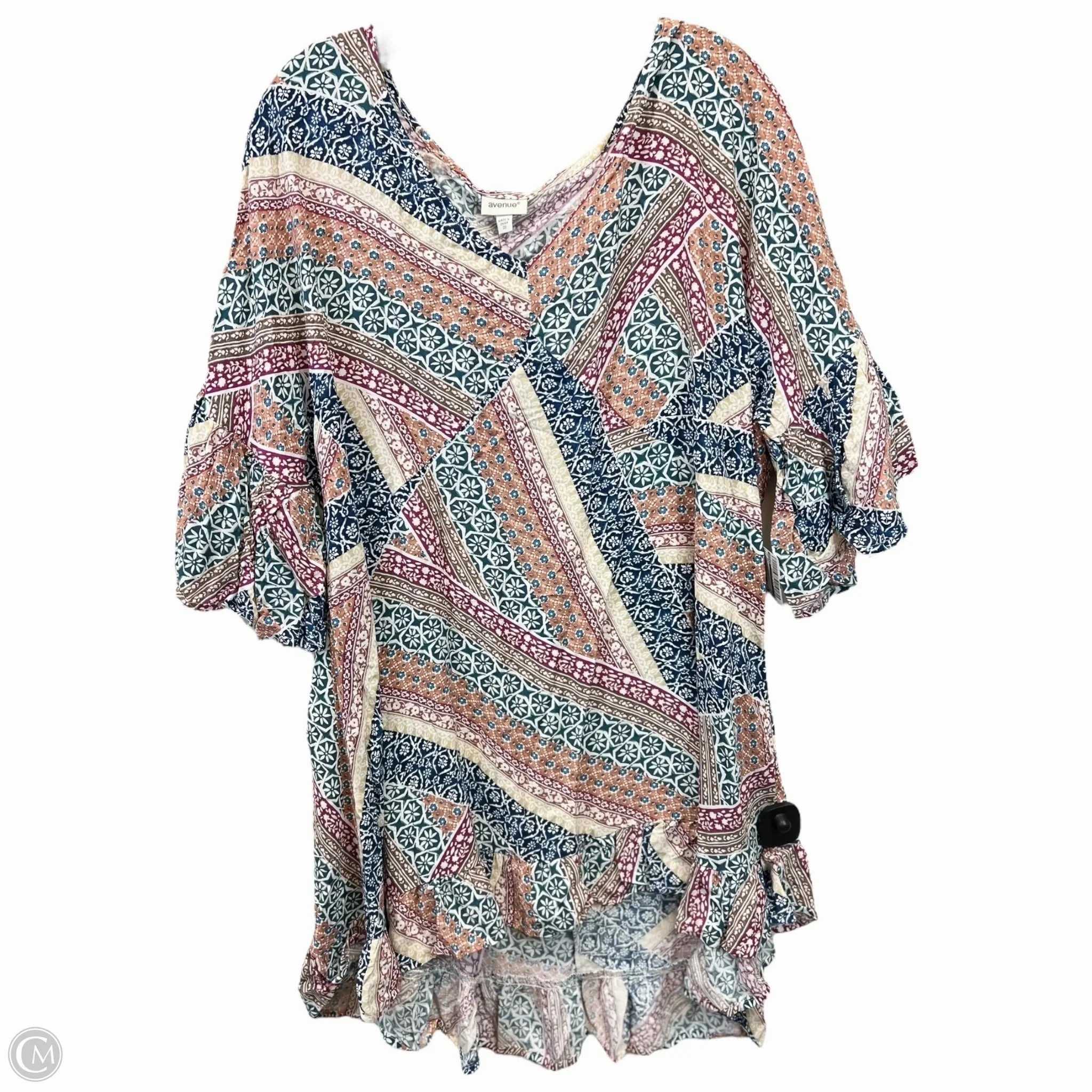 Top Short Sleeve By Avenue In Multi-colored, Size: 2x Sleeveless freedom